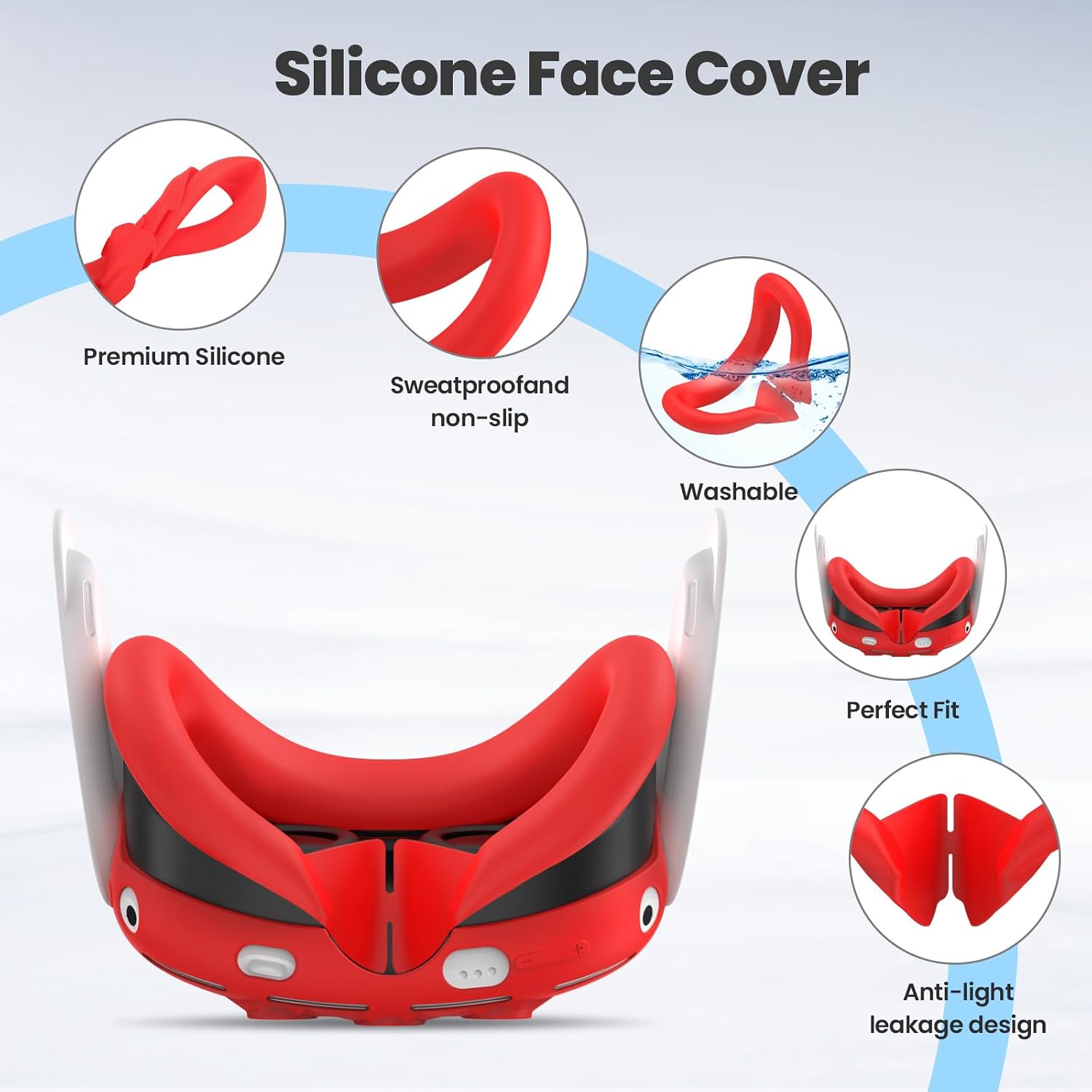 SET DE ACCESORIOS DE SILICONA PARA META/OCULUS QUEST 3 KANG YU ROJO - 3