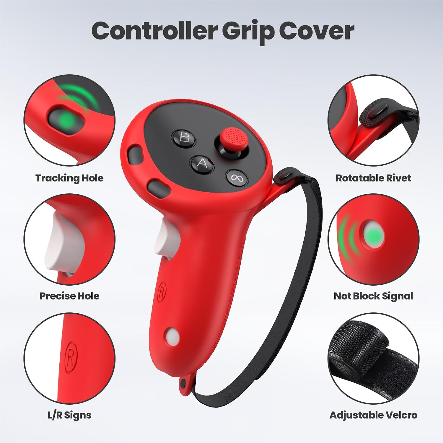 SET DE ACCESORIOS DE SILICONA PARA META/OCULUS QUEST 3 KANG YU ROJO - 4