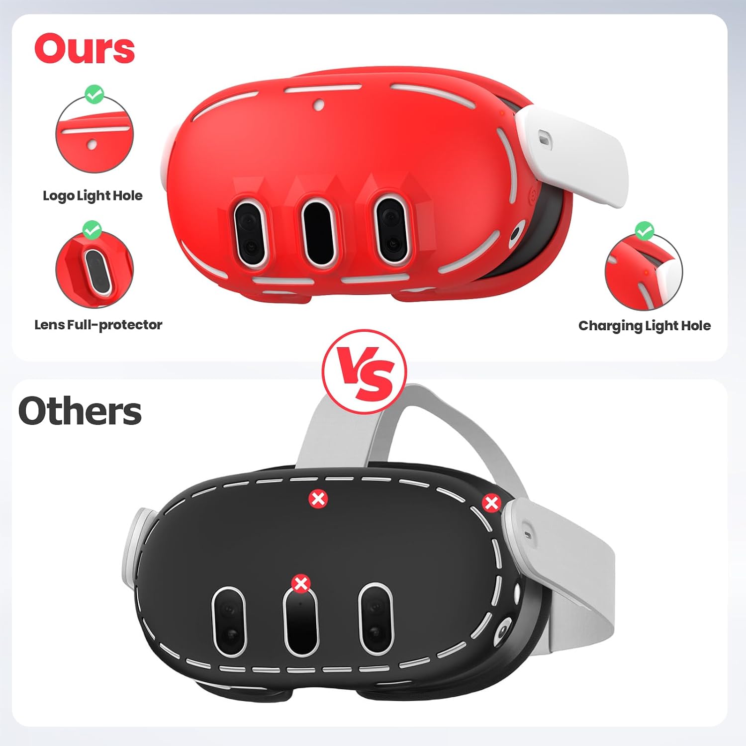 SET DE ACCESORIOS DE SILICONA PARA META/OCULUS QUEST 3 KANG YU ROJO - 5