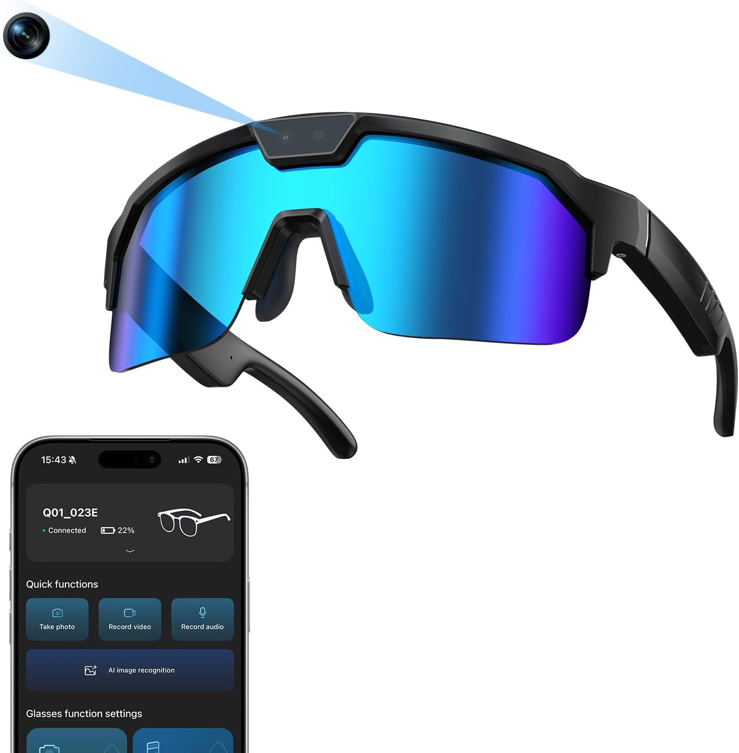GAFAS INTELIGENTES FLEMIKIE AI CON CÁMARA 35MP Y GRABACIÓN 1200P PARA CICLISMO - 1