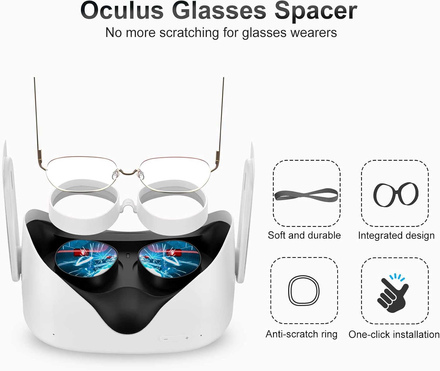 PROTECTOR DE LENTES SUPERUS PARA OCULUS/META QUEST 2 CON SEPARADOR PARA GAFAS BLANCO - 3