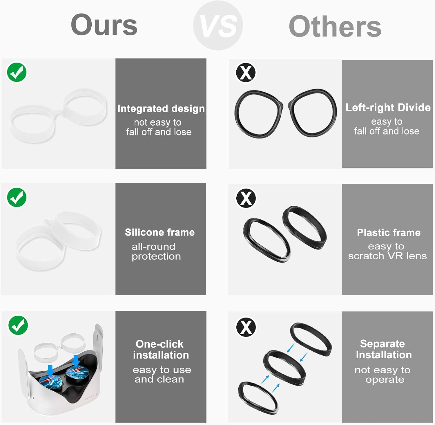 PROTECTOR DE LENTES SUPERUS PARA OCULUS/META QUEST 2 CON SEPARADOR PARA GAFAS BLANCO - 4