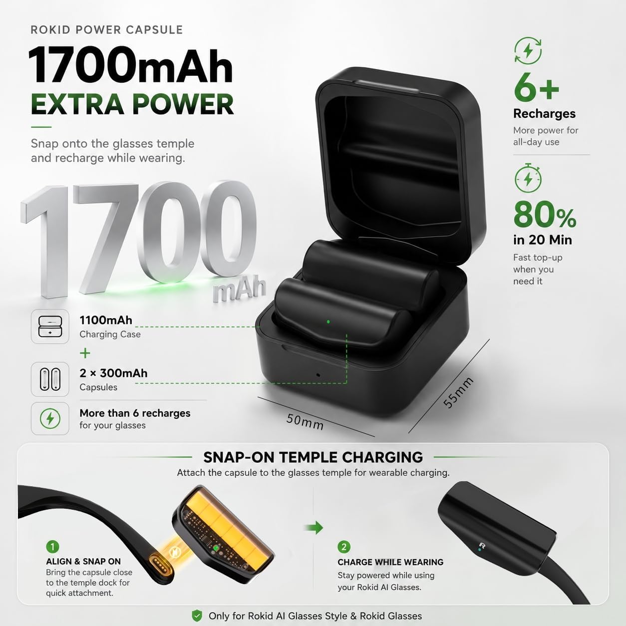 GAFAS INTELIGENTES ROKID AI GLASSES STYLE PACK CON CÁMARA Y POWER CAPSULE - 3