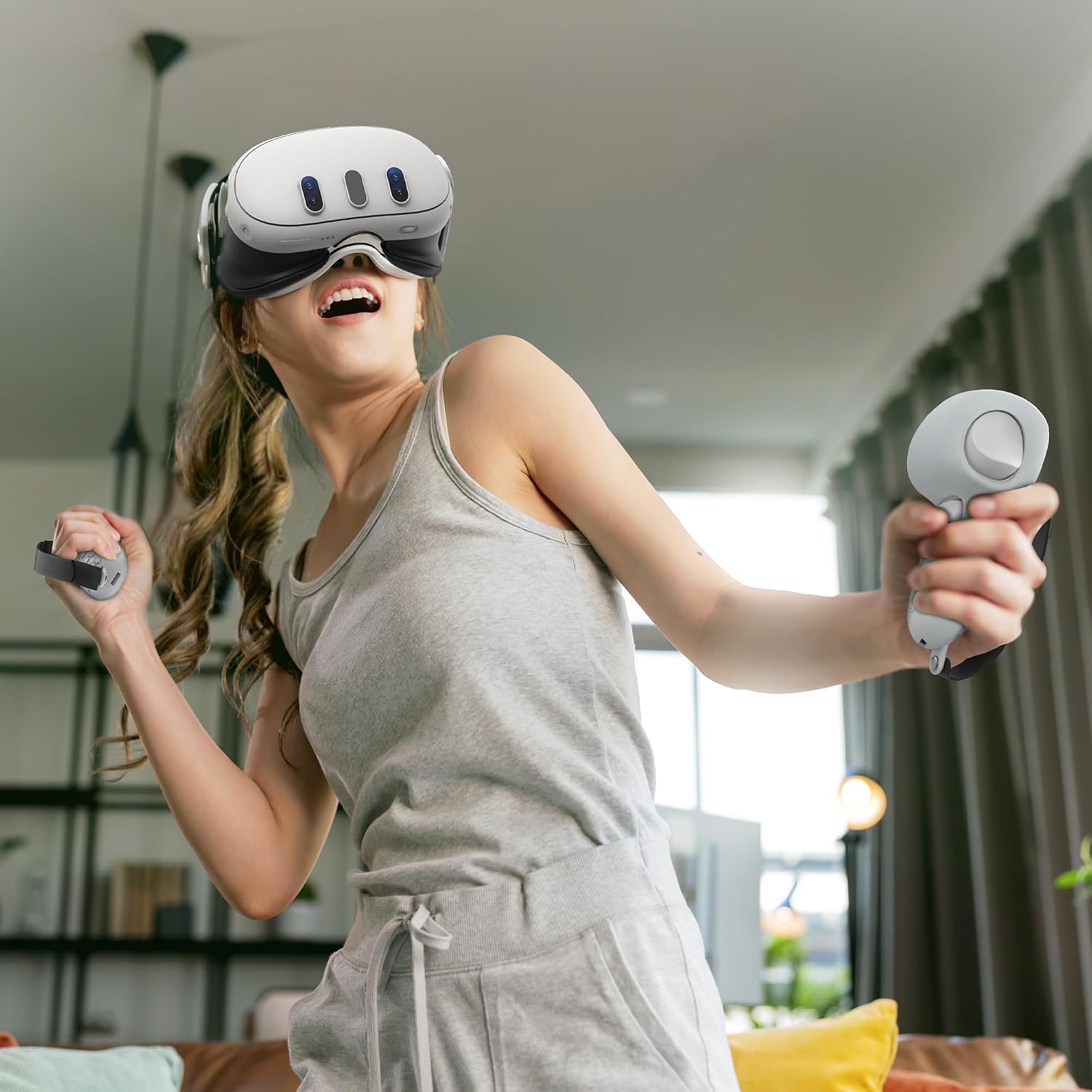 PROTECTOR PARA CONTROLES AMZDM PARA OCULUS META QUEST 3 GRIS - 2