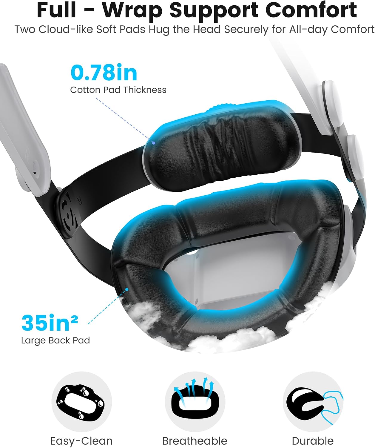 CORREA PARA HEADSET KAWAYE PARA META QUEST 3S/QUEST 2/QUEST 3 AJUSTABLE CON DOBLE PERILLA Y SOPORTE REFORZADO - 3