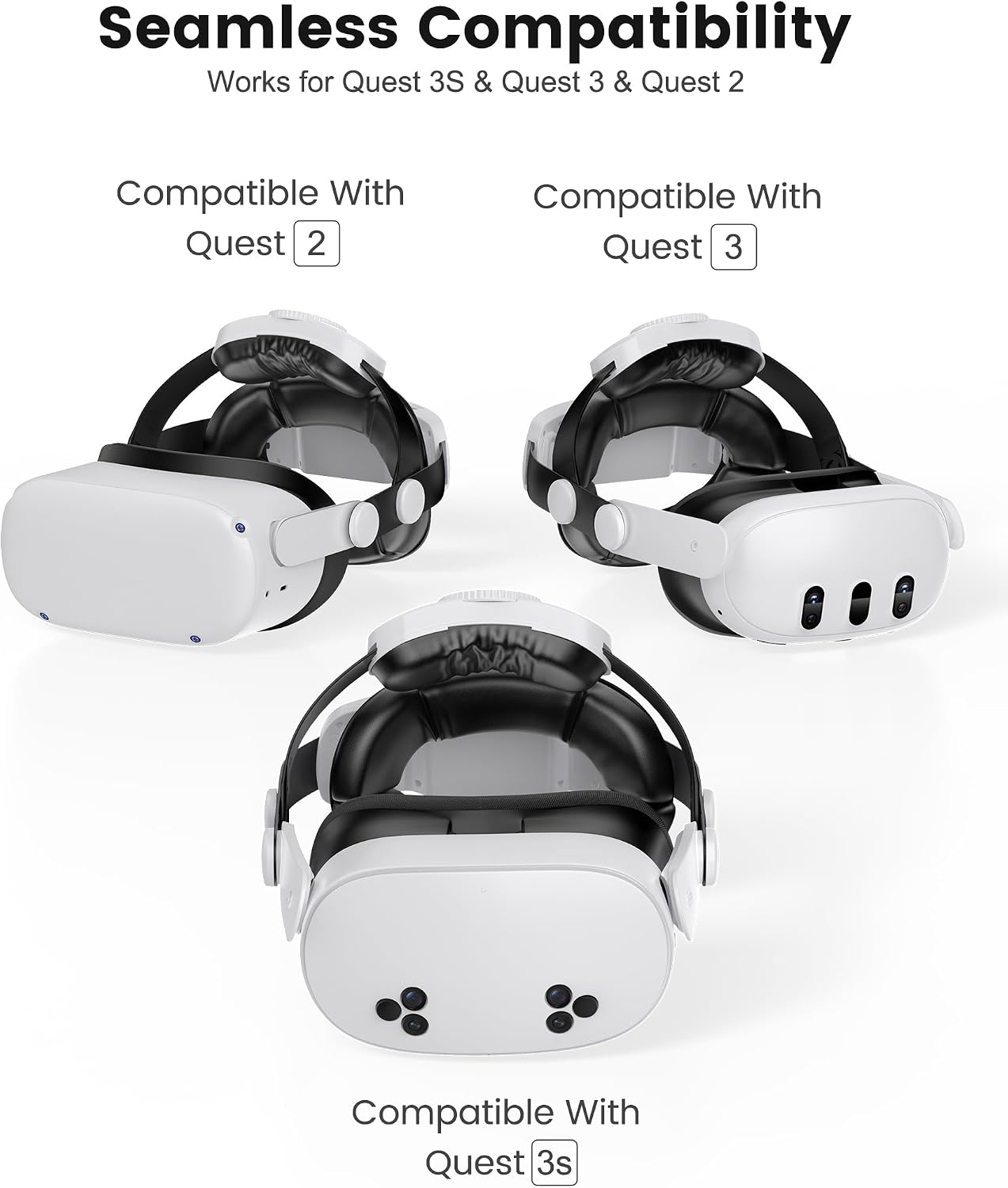 CORREA PARA HEADSET KAWAYE PARA META QUEST 3S/QUEST 2/QUEST 3 AJUSTABLE CON DOBLE PERILLA Y SOPORTE REFORZADO - 4