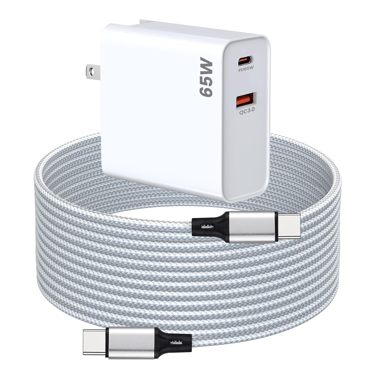 CARGADOR USB C PD65W WEISHAN PARA META QUEST 3S, 3 Y 2 VR, BLANCO - 1