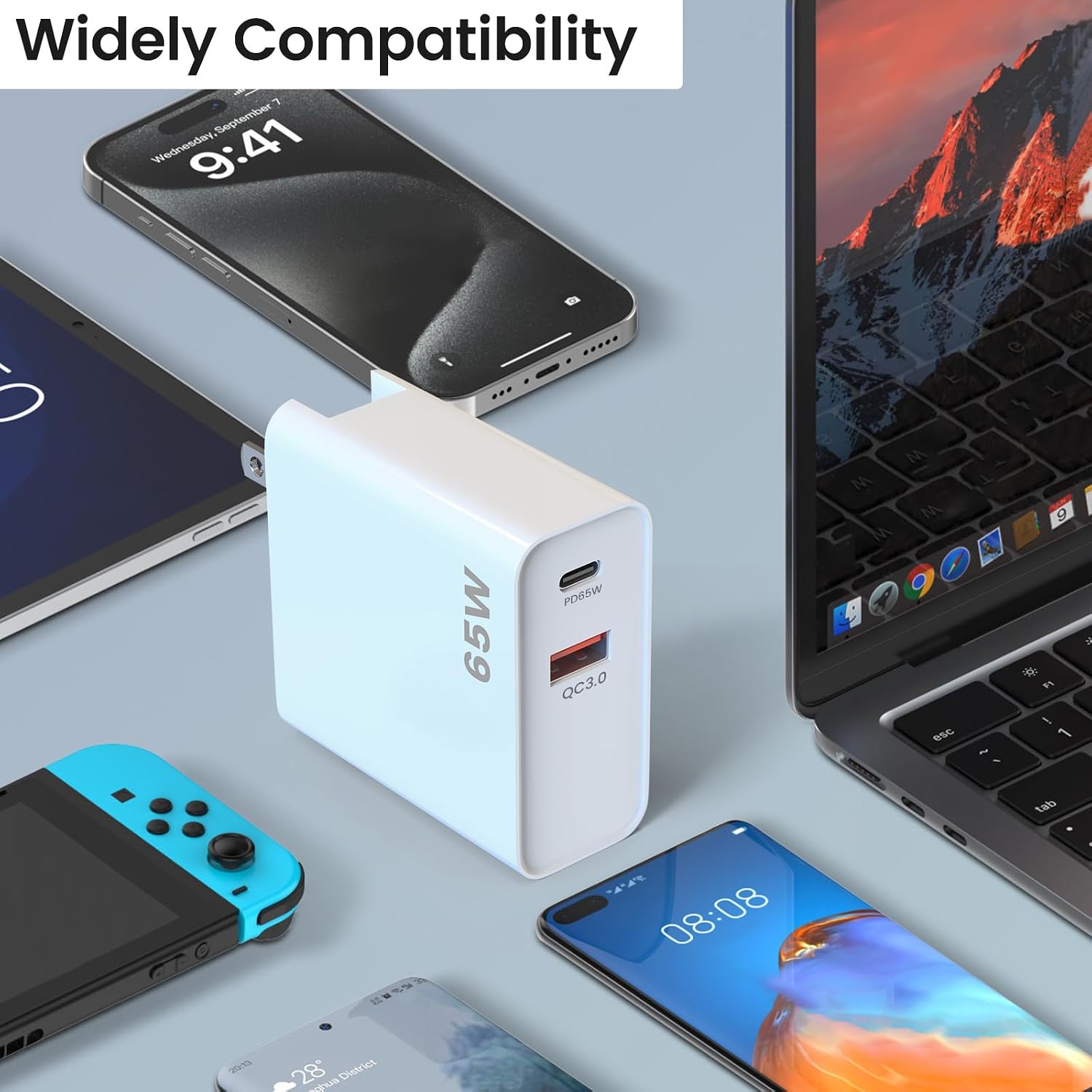 CARGADOR USB C PD65W WEISHAN PARA META QUEST 3S, 3 Y 2 VR, BLANCO - 5