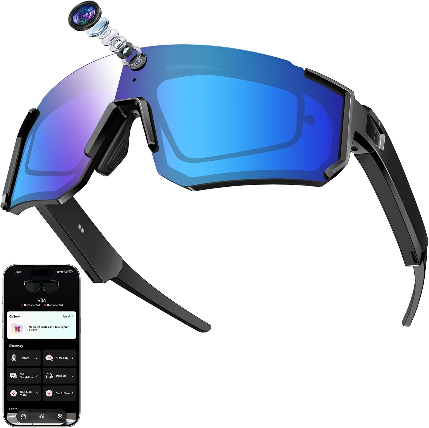 GAFAS INTELIGENTES NEOGAZE AI SPORT CON CONTROL POR VOZ Y CÁMARA HD - 1