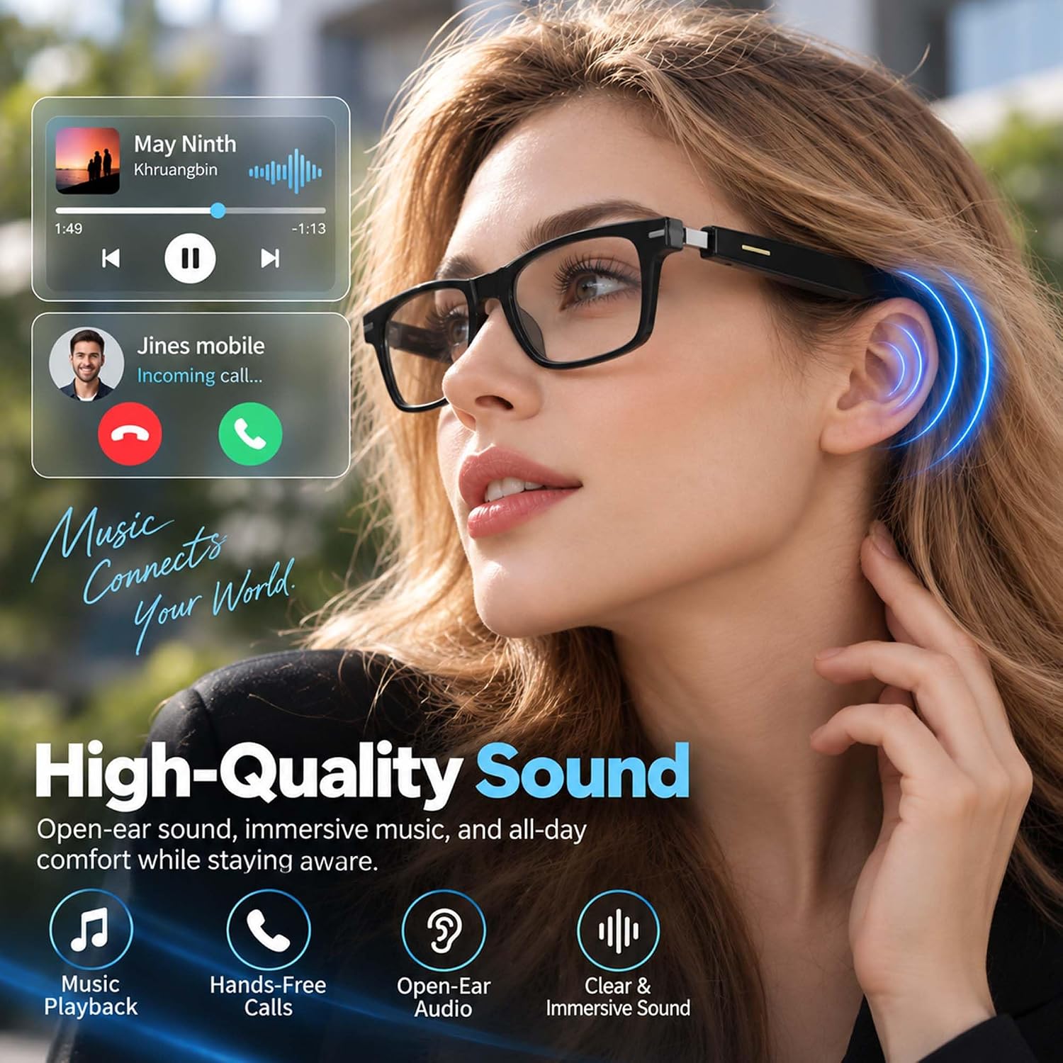 GAFAS INTELIGENTES LOANGYUNFONE AI CON CHATGPT Y BLUETOOTH PARA HOMBRE Y MUJER - 4