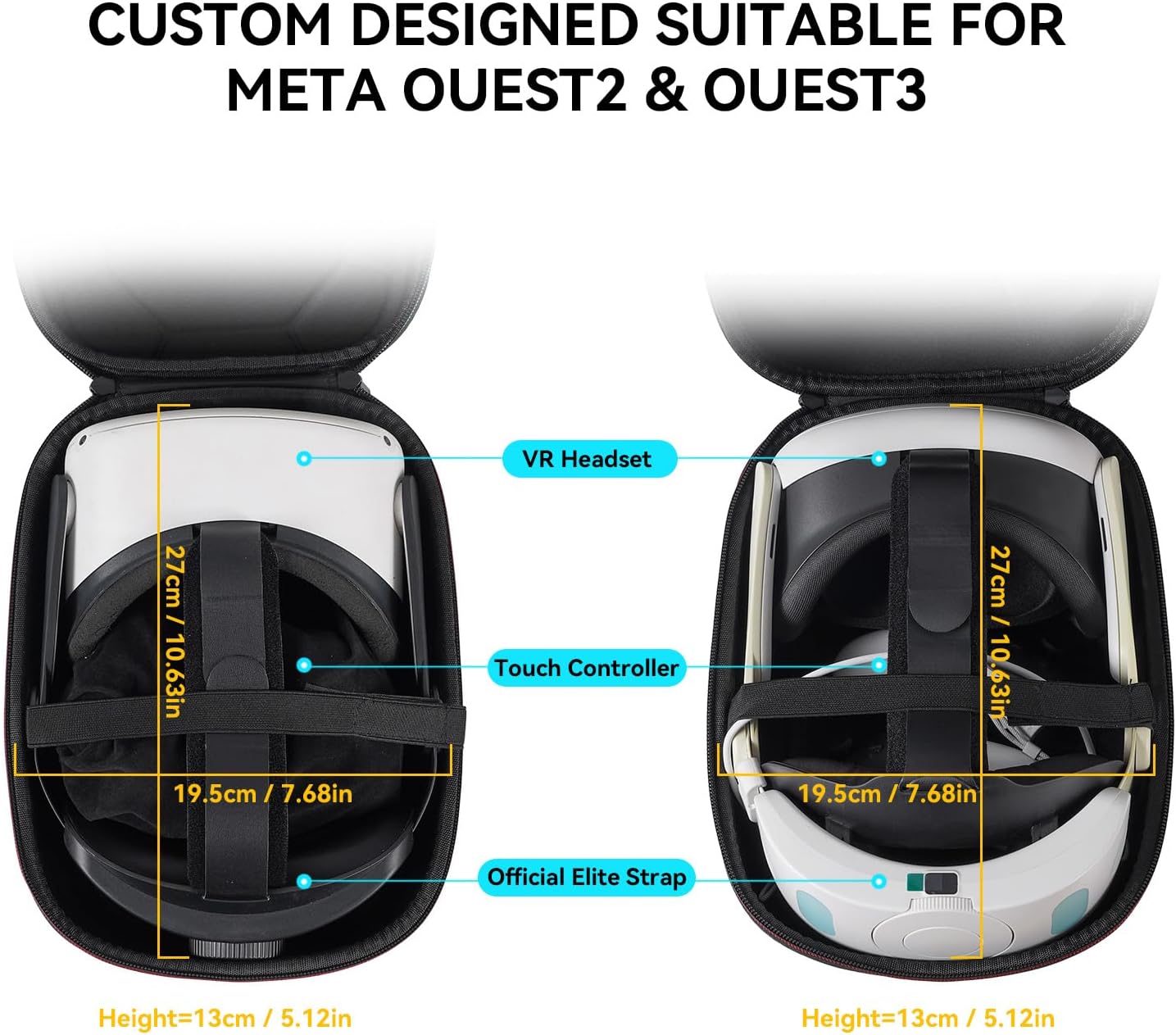 ESTUCHE RÍGIDO PARA META QUEST 3S/QUEST 3/OCULUS QUEST 2 Y ACCESORIOS NEGRO - 5