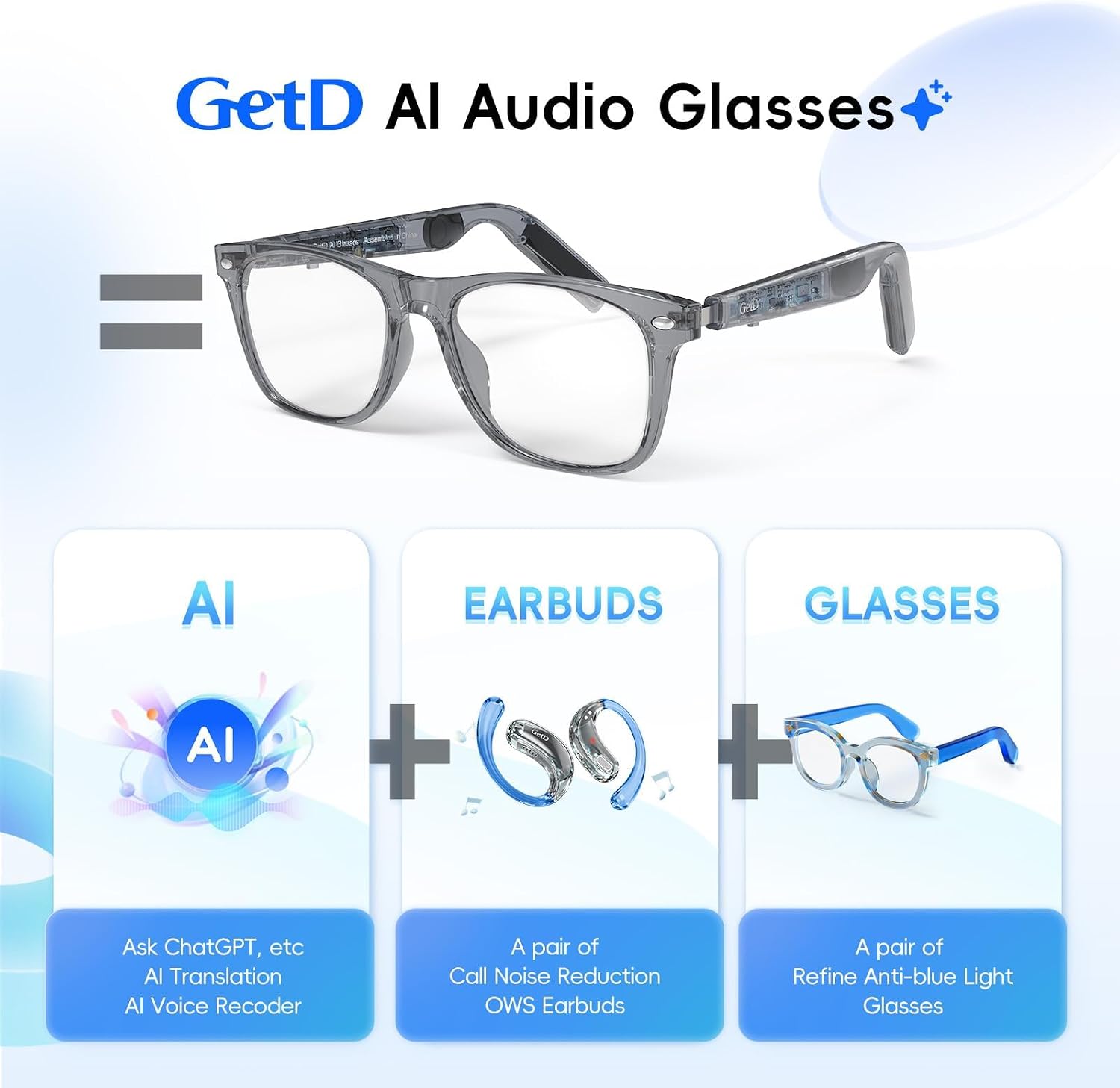 GAFAS INTELIGENTES GETD AI CON ASISTENTE CHATGPT Y TRADUCCIÓN EN TIEMPO REAL - 2