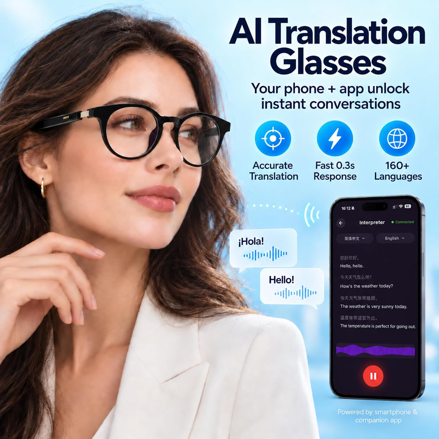 GAFAS INTELIGENTES KWENRUN AI CON ASISTENTE DE VOZ Y TRADUCCIÓN EN TIEMPO REAL - 5