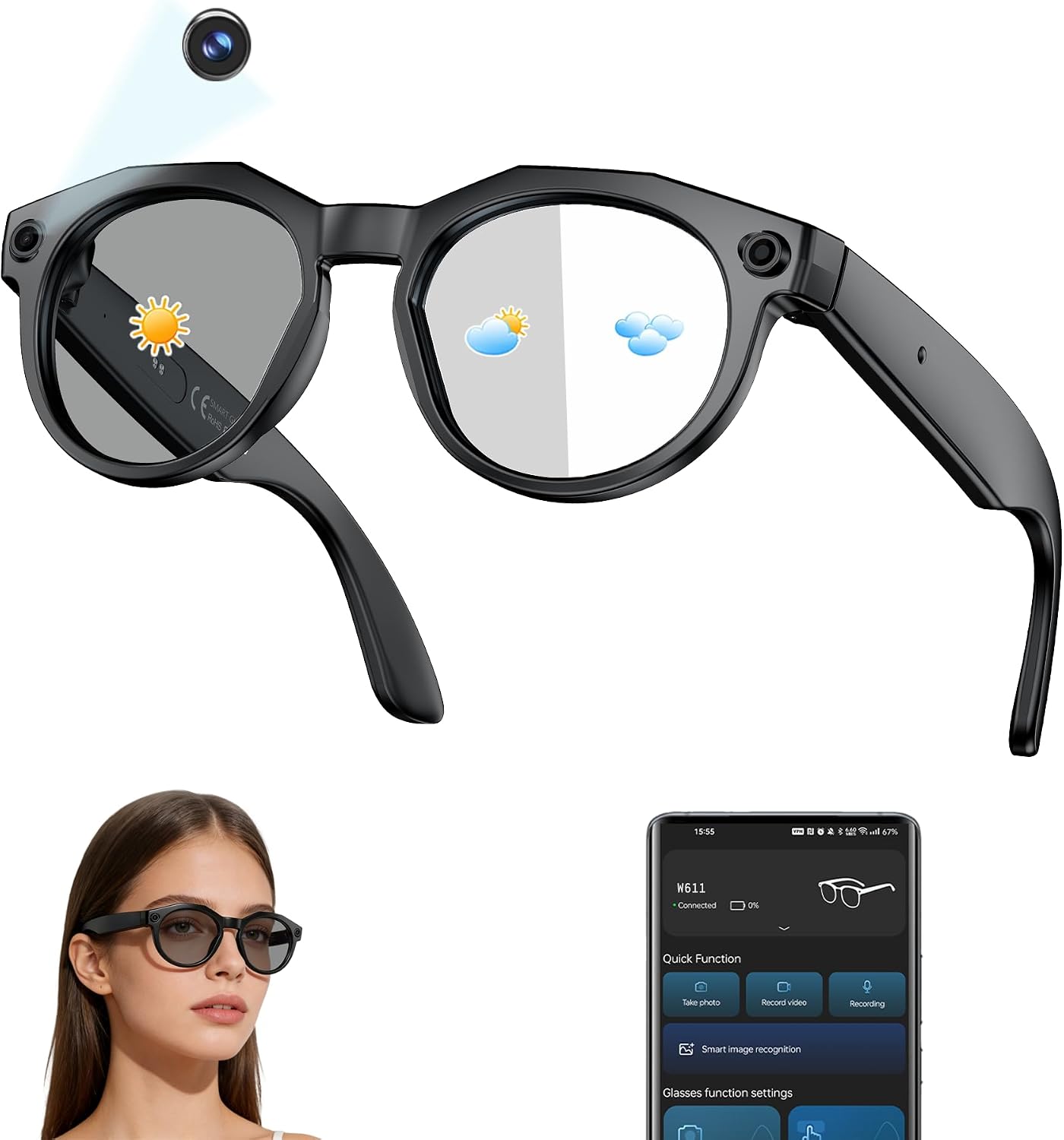 GAFAS INTELIGENTES MNVOEQ AI CON CÁMARA Y AUDIO OPEN-EAR - 1
