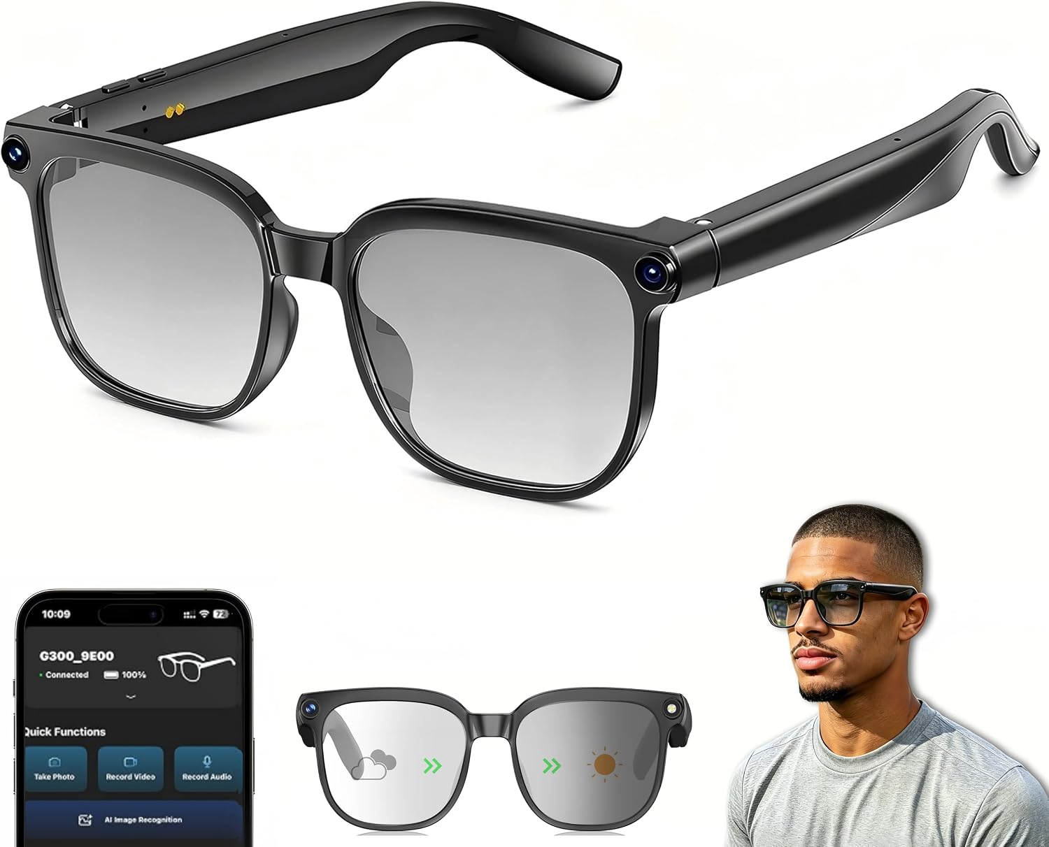 GAFAS INTELIGENTES WARCHODY CON CÁMARA 8MP Y LENTES FOTOCROMÁTICOS - 1