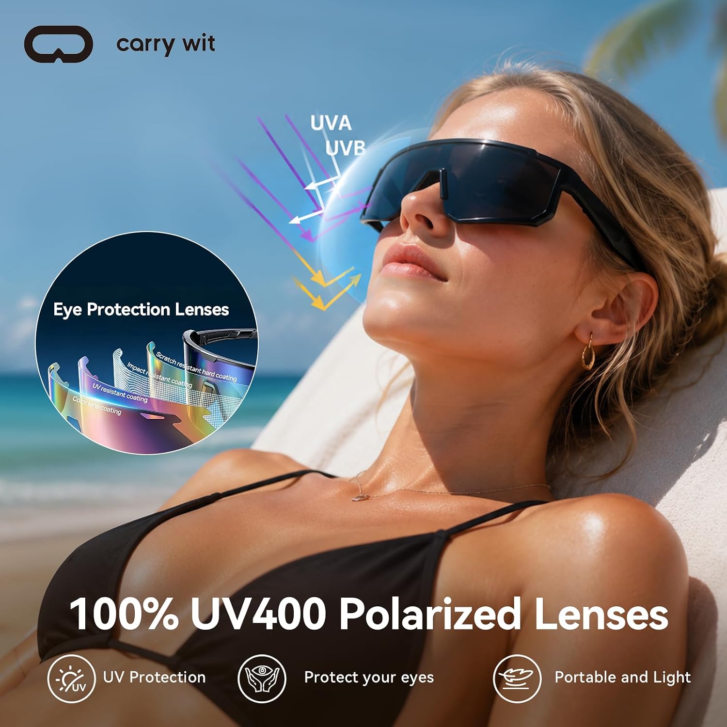 GAFAS INTELIGENTES CARRY WIT BLUETOOTH 5.4 CON LENTES POLARIZADAS UV400 GRIS - 3