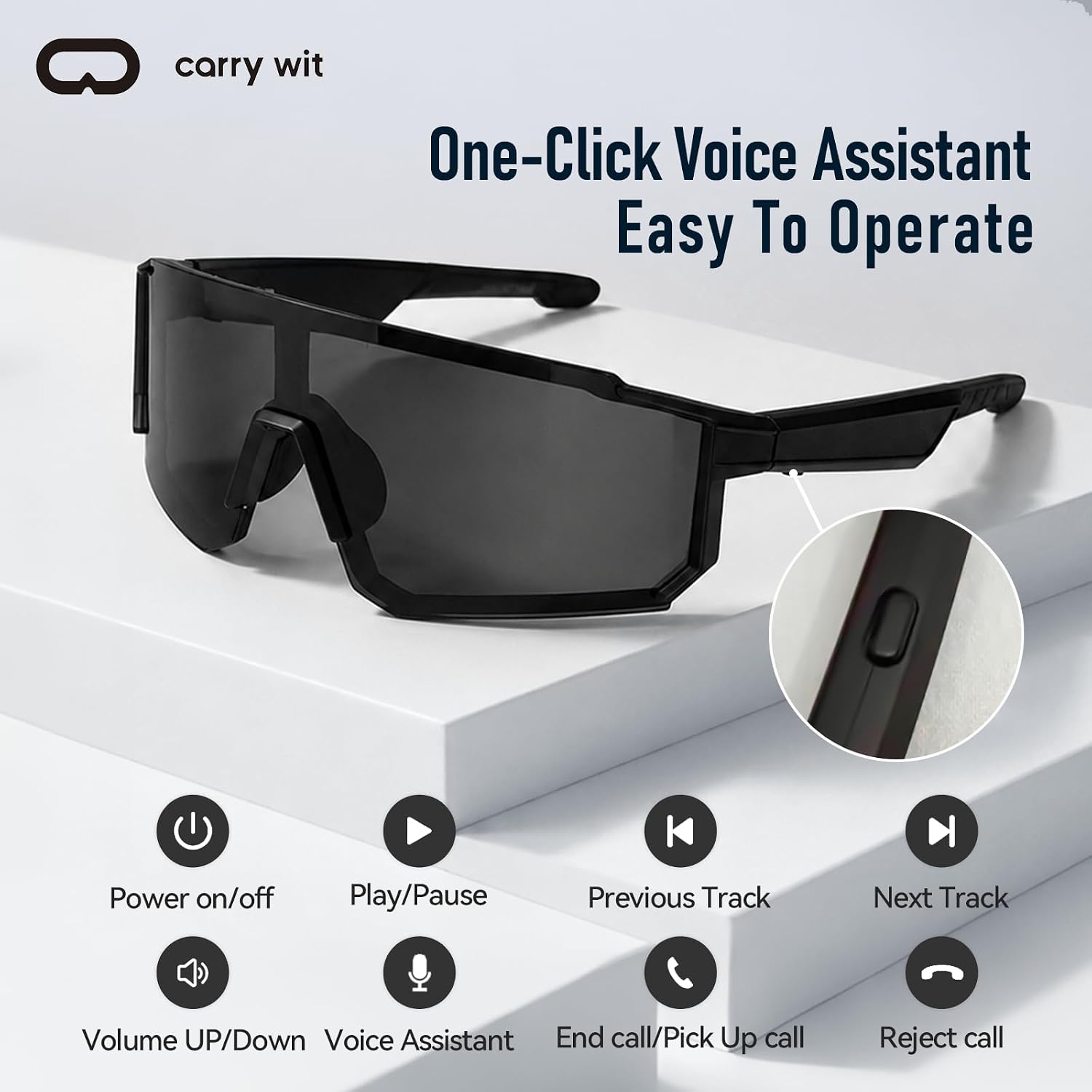 GAFAS INTELIGENTES CARRY WIT BLUETOOTH 5.4 CON LENTES POLARIZADAS UV400 GRIS - 4
