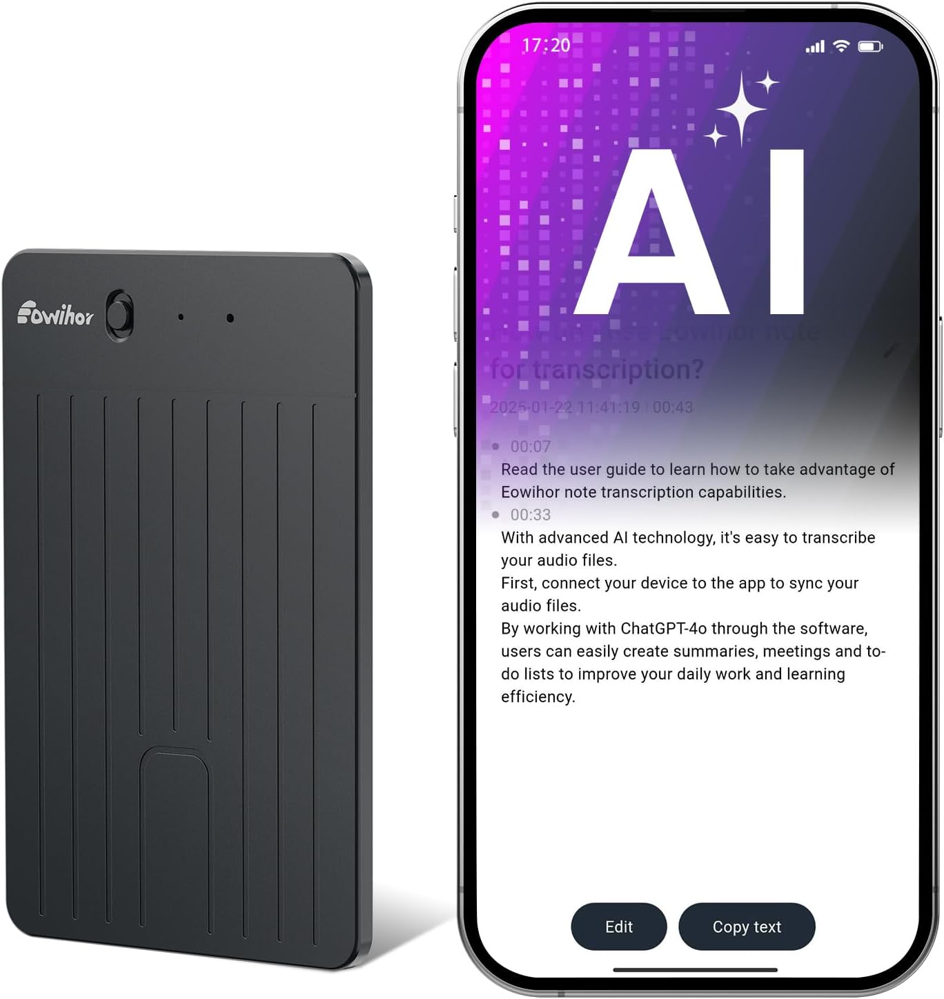 GRABADORA DE VOZ EOWIHOR AI CON 64GB Y TRADUCCIÓN EN 59 IDIOMAS - 1