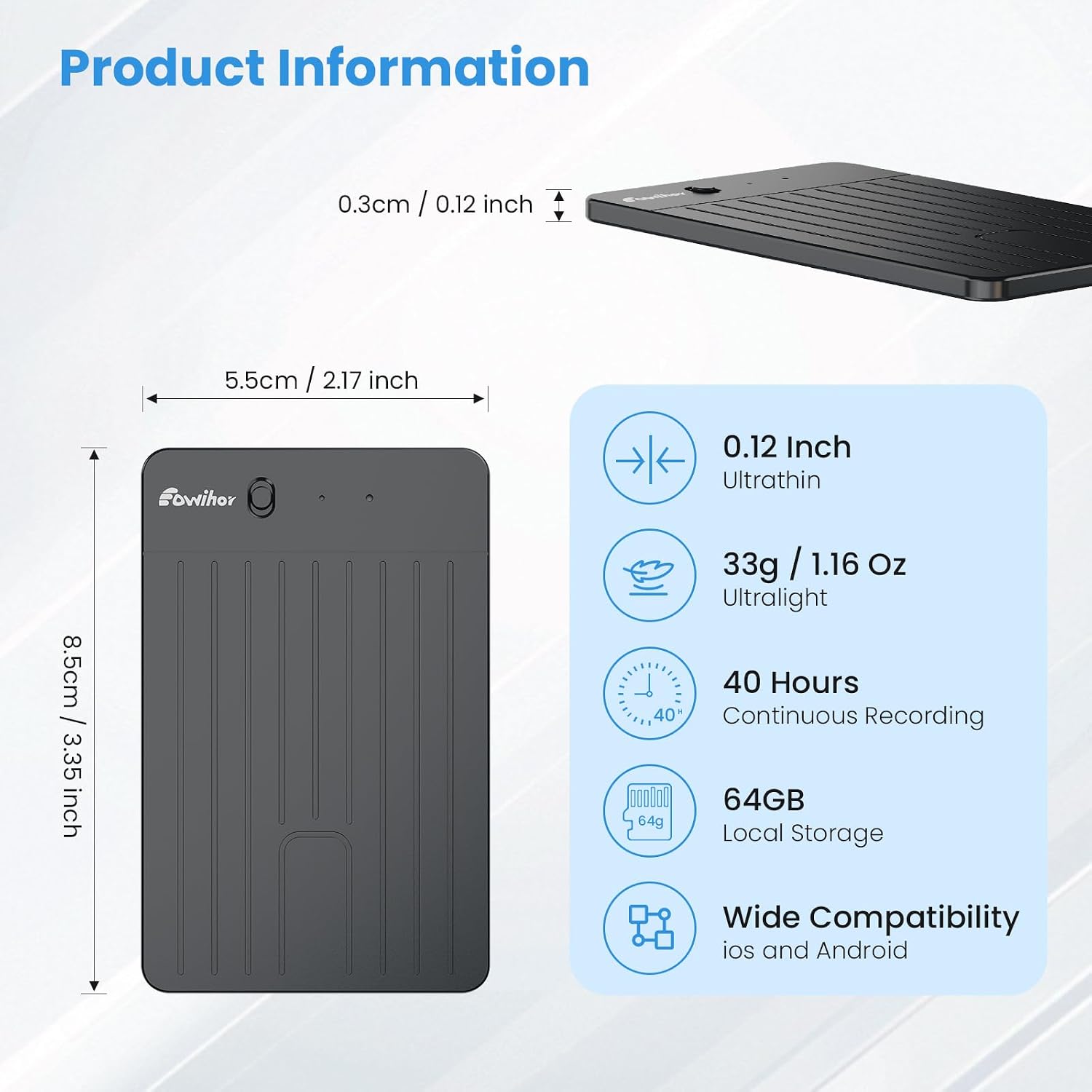 GRABADORA DE VOZ EOWIHOR AI CON 64GB Y TRADUCCIÓN EN 59 IDIOMAS - 5