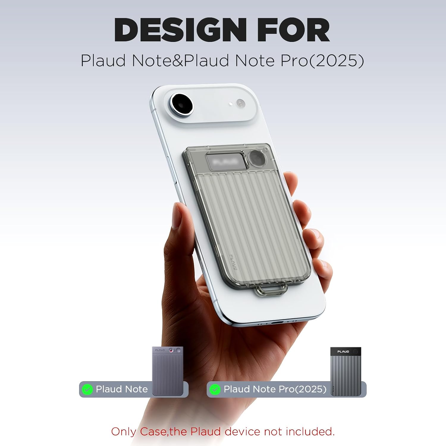 FUNDA PROTECTORA MAGNÉTICA WACANC PARA PLAUD NOTE Y PLAUD NOTE PRO 2025 TRANSPARENTE GRIS - 2