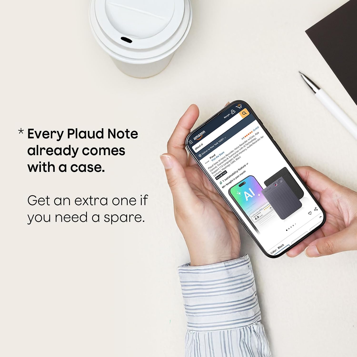 FUNDA DE CUERO MAGNÉTICA PARA GRABADORA DE VOZ PLAUD NOTE AI - 2
