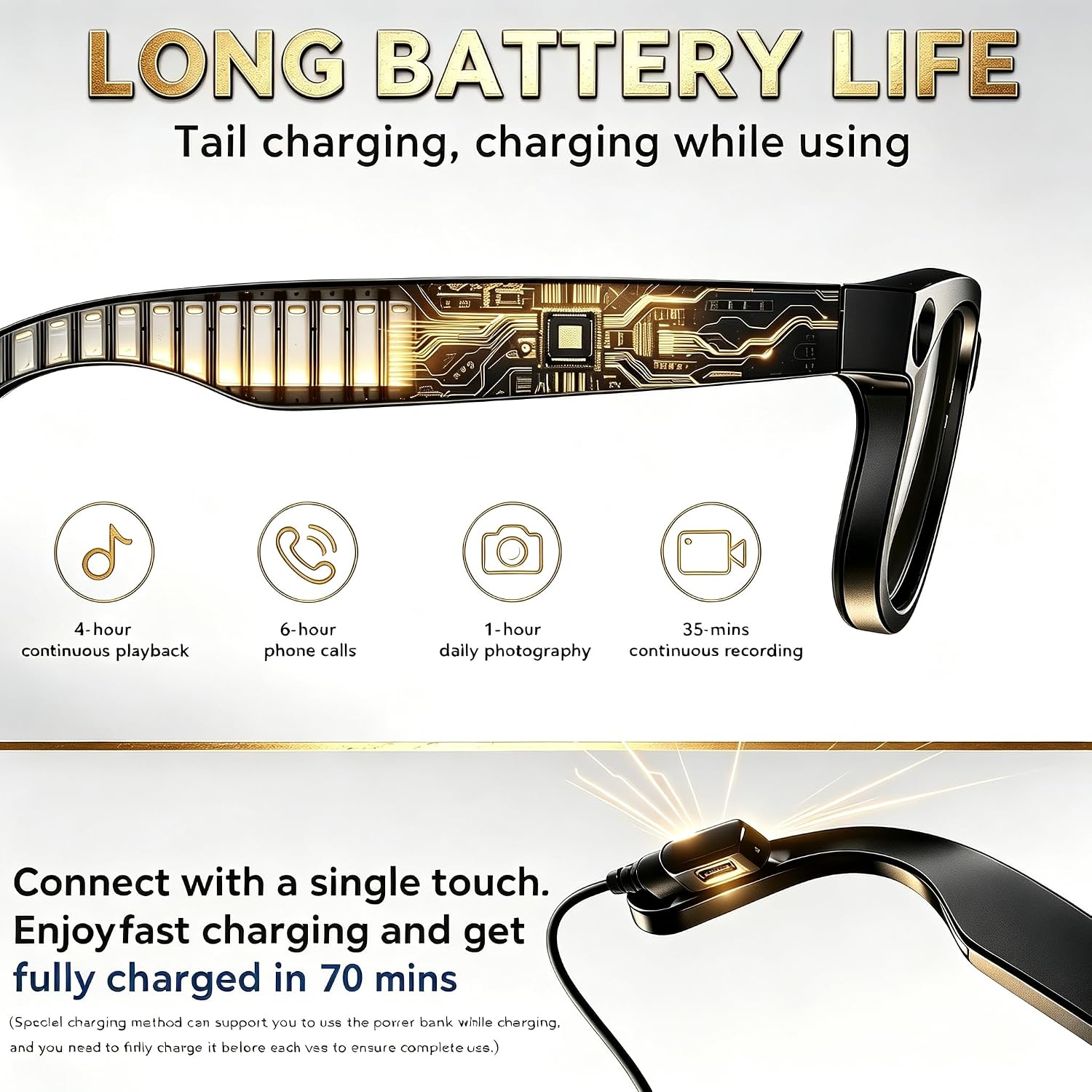 GAFAS INTELIGENTES WARCHODY CON CÁMARA BLUETOOTH 8MP - 5