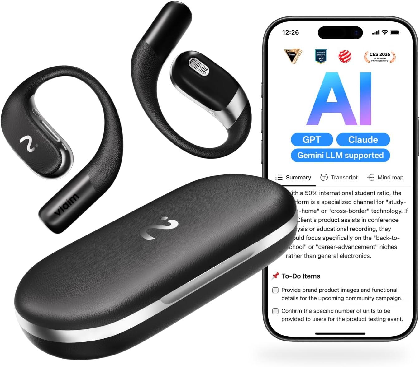 GRABADORA DE PERIODISTA VIAIM OPENNOTE OPEN-EAR AI NOTE TAKER Y VOICE RECORDER EARBUDS - 1