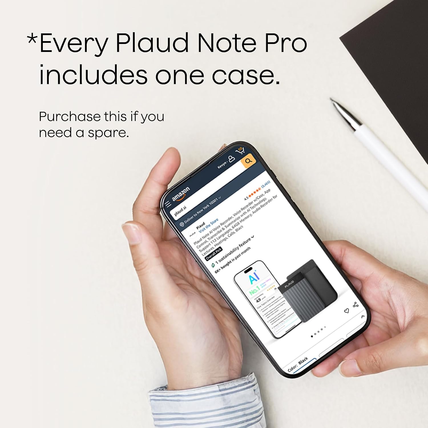 FUNDA MAGNÉTICA DE REPUESTO PARA GRABADORA PLAUD NOTE PRO AZUL OSCURO - 3