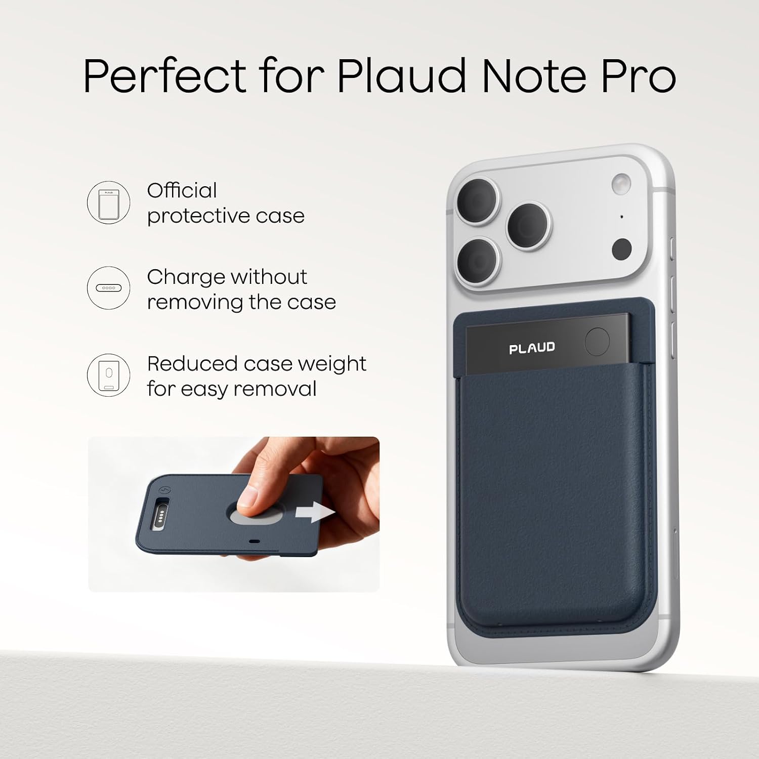 FUNDA MAGNÉTICA DE REPUESTO PARA GRABADORA PLAUD NOTE PRO AZUL OSCURO - 5