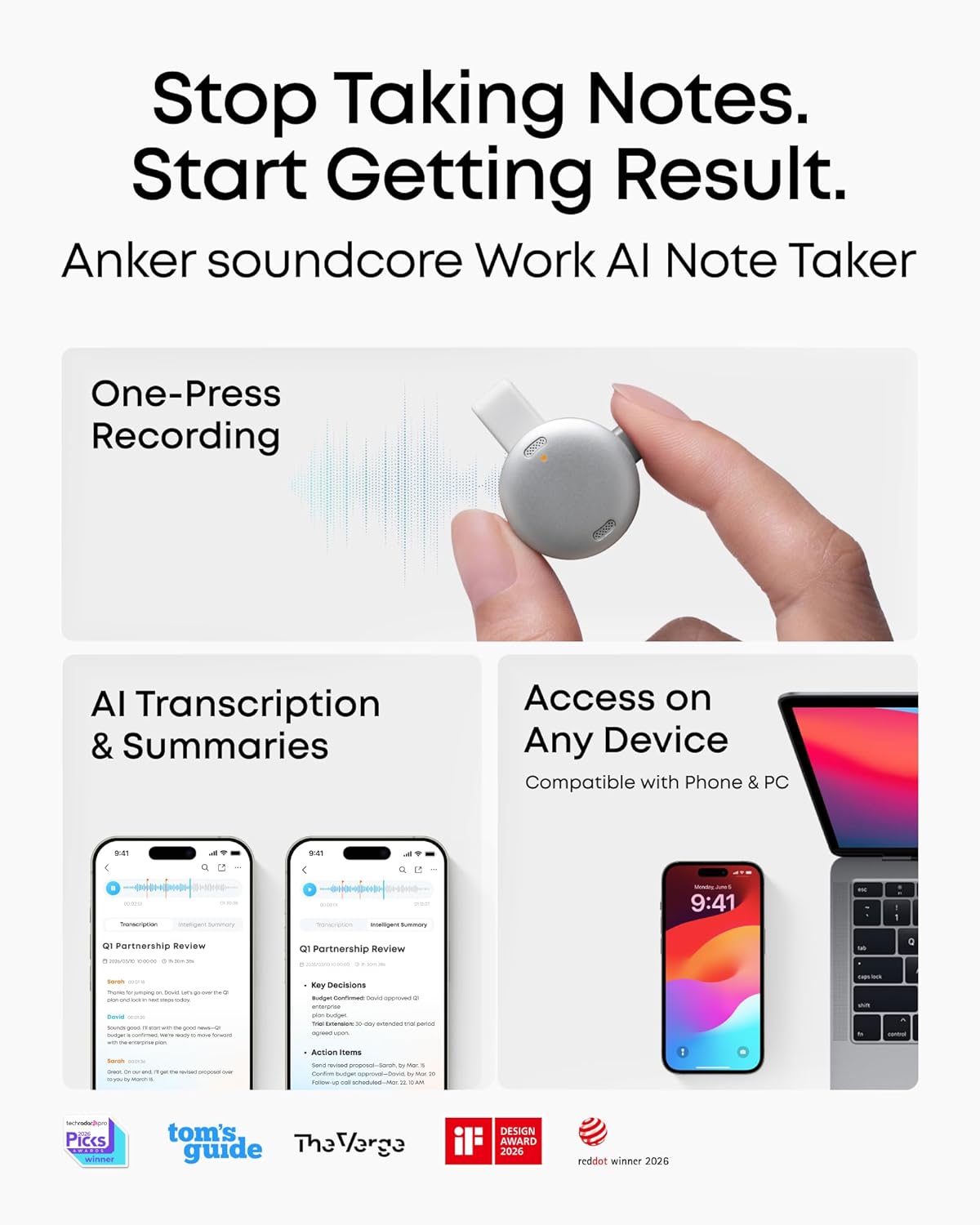 GRABADORA DE VOZ SOUNDCORE WORK BY ANKER 64GB MFI CERTIFIED - 2