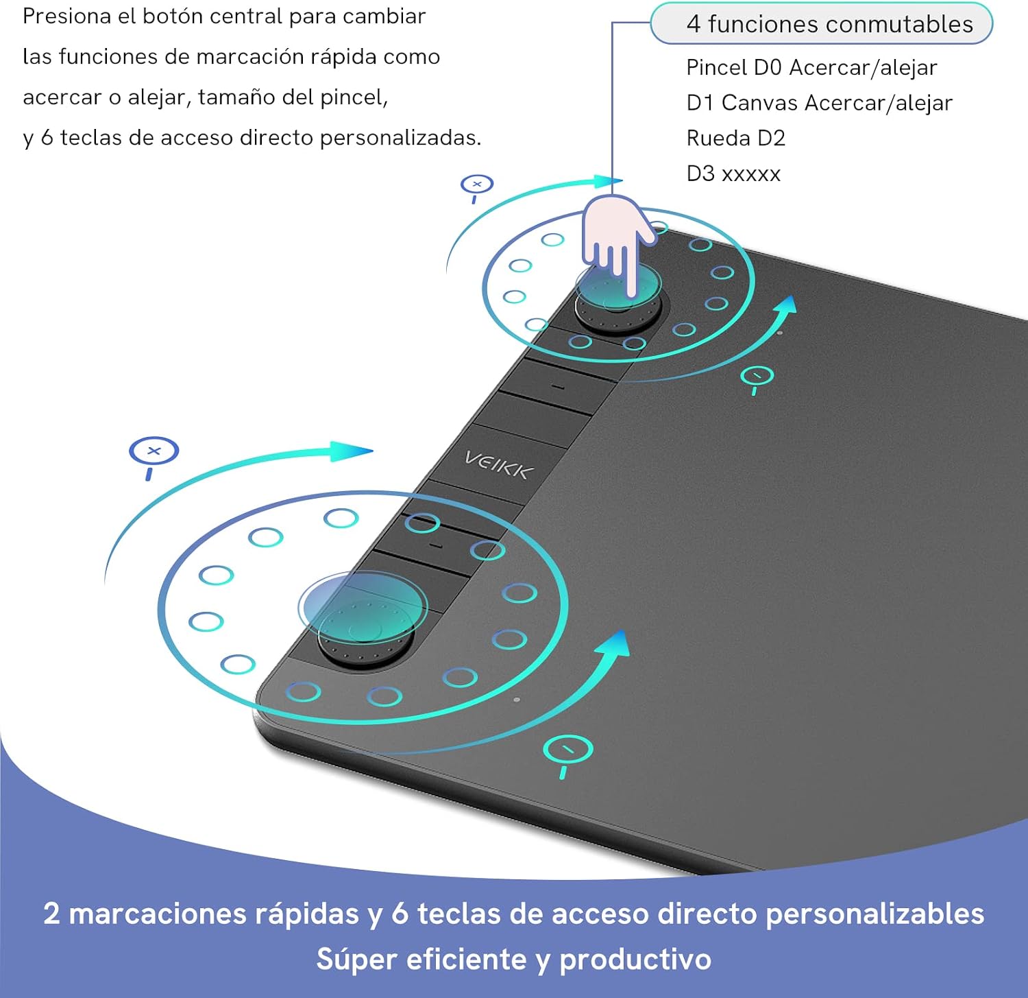 TABLETA GRÁFICA VEIKK VK1060PRO V2 10X6 PULGADAS CON 8 TECLAS RÁPIDAS Y LÁPIZ SIN BATERÍA - 2
