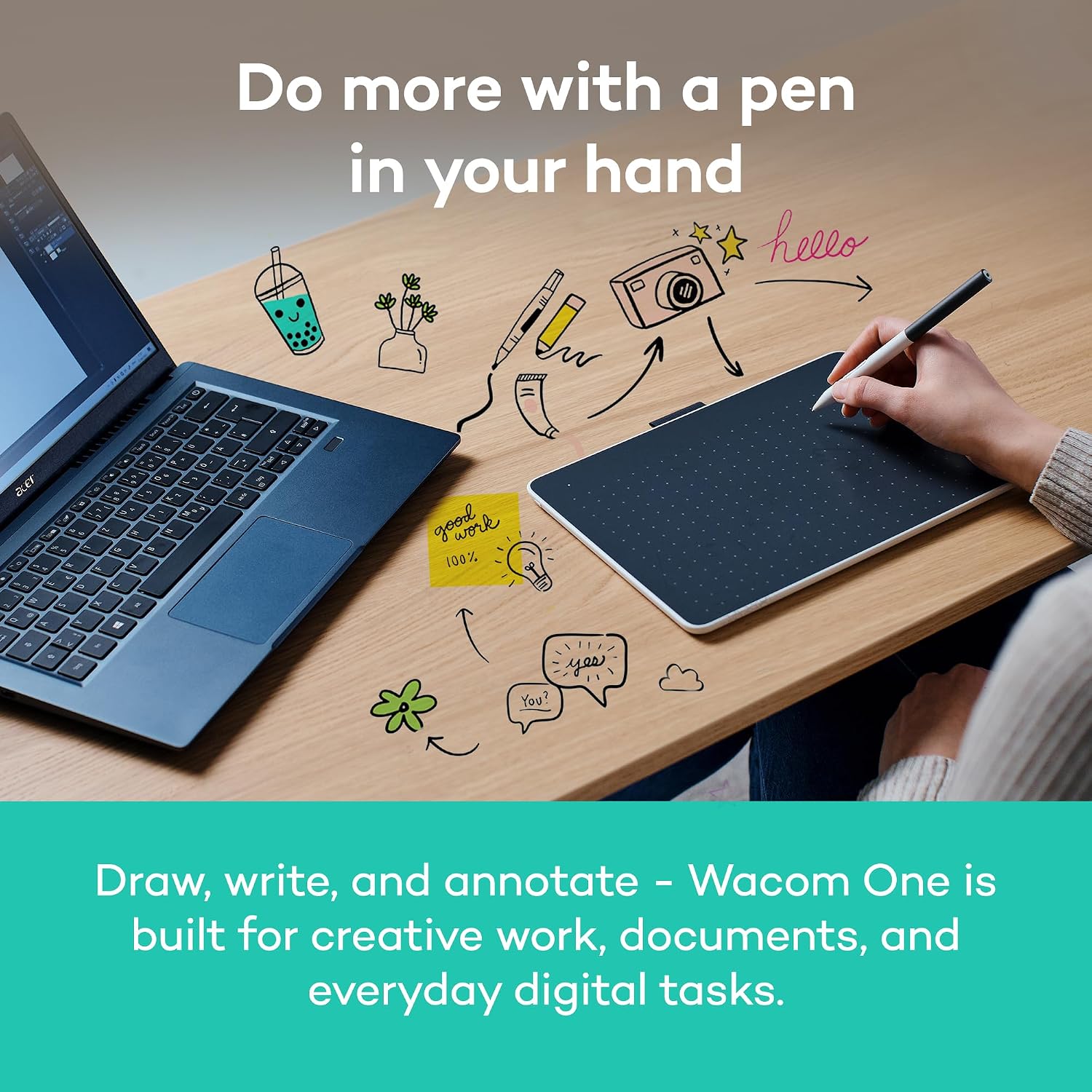 TABLETA GRÁFICA WACOM ONE MEDIUM BLUETOOTH CON LÁPIZ Y SOFTWARE - 4
