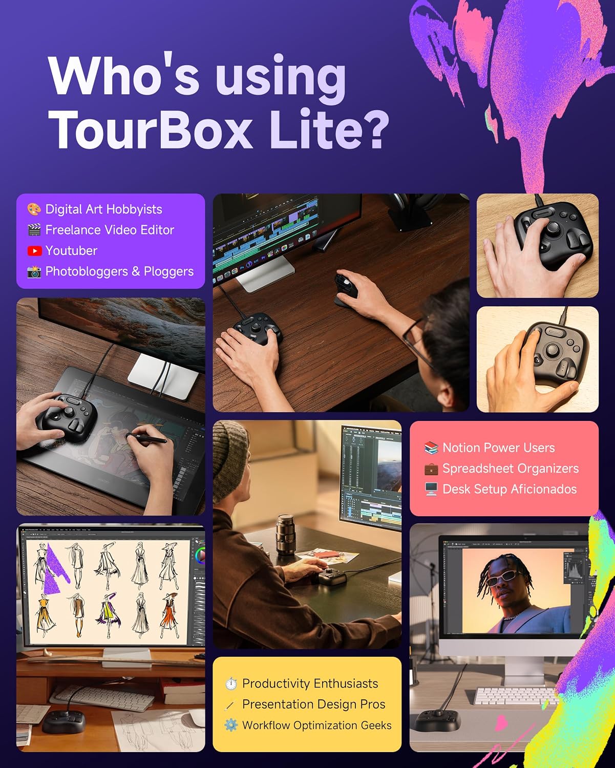 CONTROLADOR CREATIVO TOURBOX LITE BLUETOOTH VERDE - 5