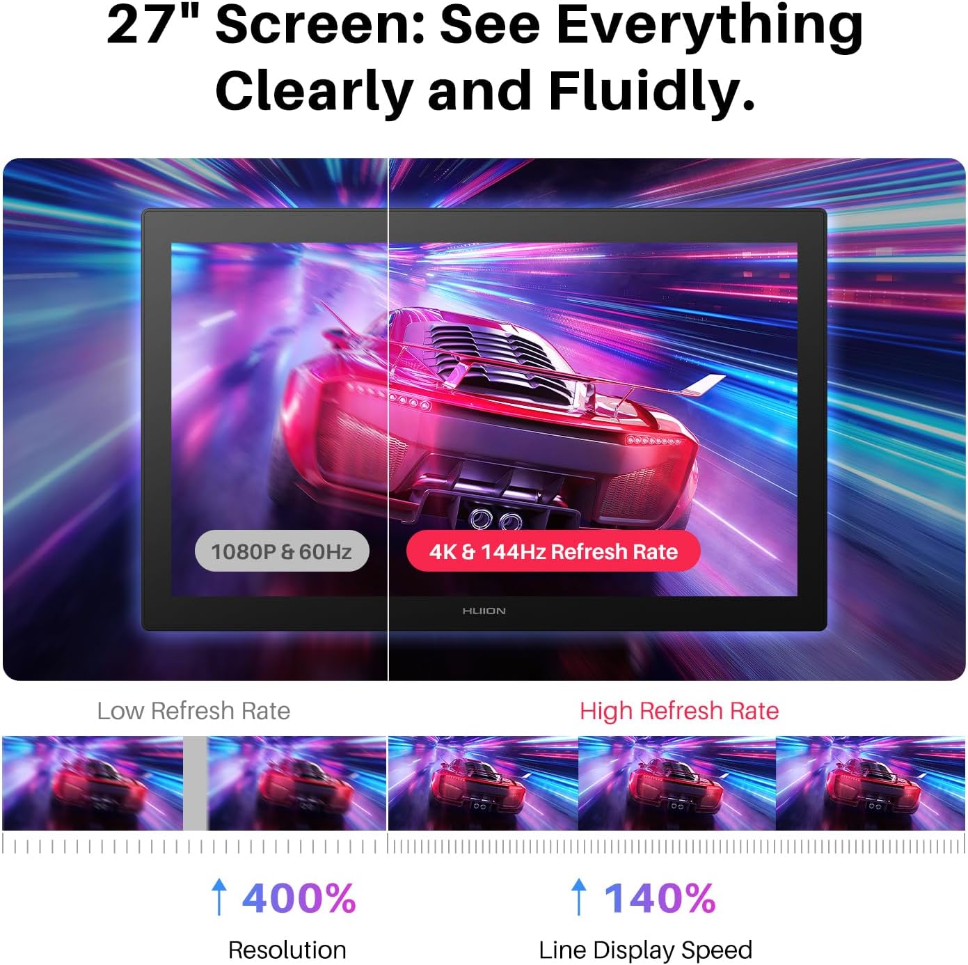 TABLET GRÁFICA HUION KAMVAS PRO 27 4K UHD 144HZ PANTALLA TÁCTIL - 2