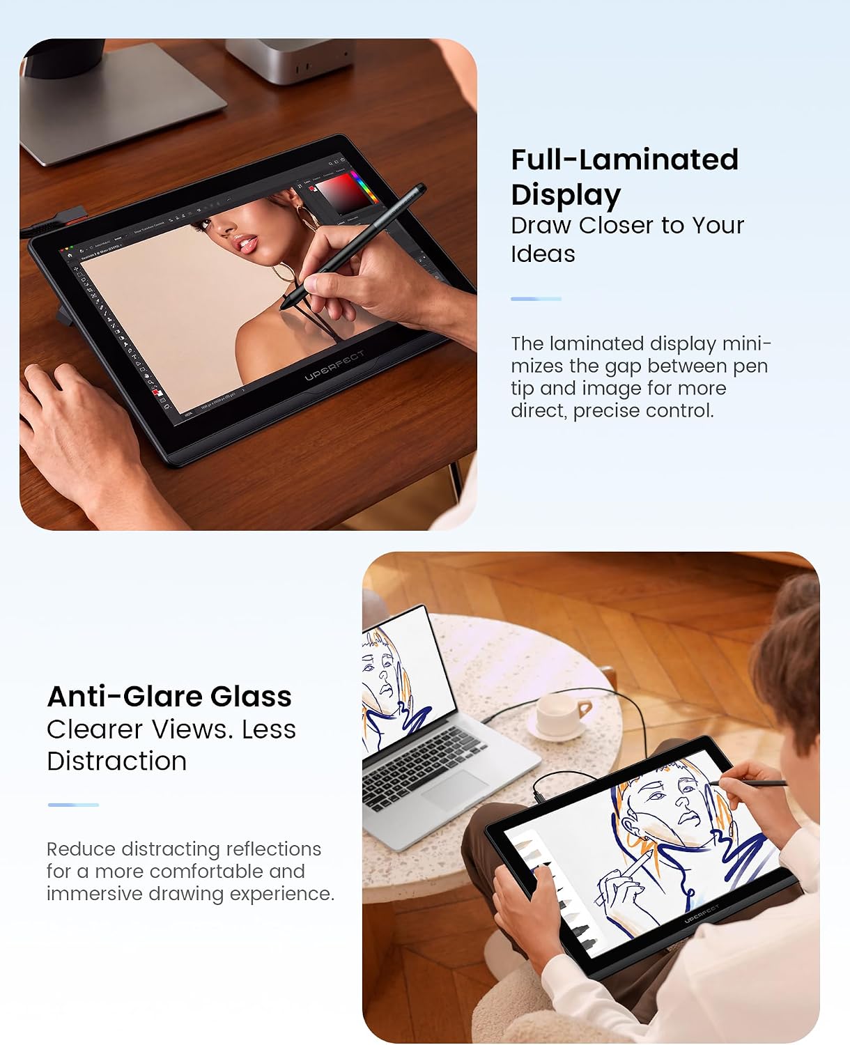 TABLETA GRÁFICA UPERFECT 14 PULGADAS 2.5K 16K PEN 138% SRGB ΔE<1.5 - 4