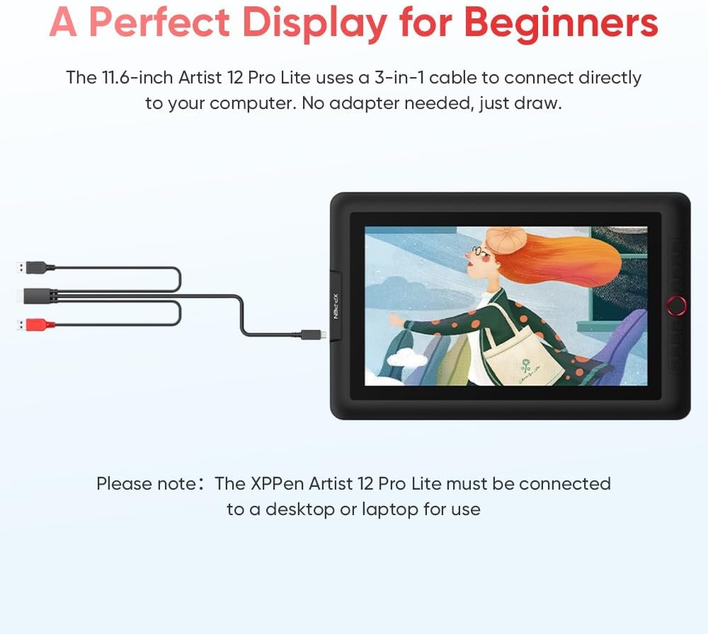 TABLETA GRÁFICA XPPEN ARTIST 12 PRO LITE CON PANTALLA Y LÁPIZ 8192 NIVELES - 3
