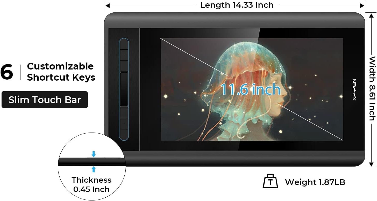 TABLETA GRÁFICA XP-PEN ARTIST12 11.6 PULGADAS FHD CON PANTALLA Y LÁPIZ SIN BATERÍA - 3