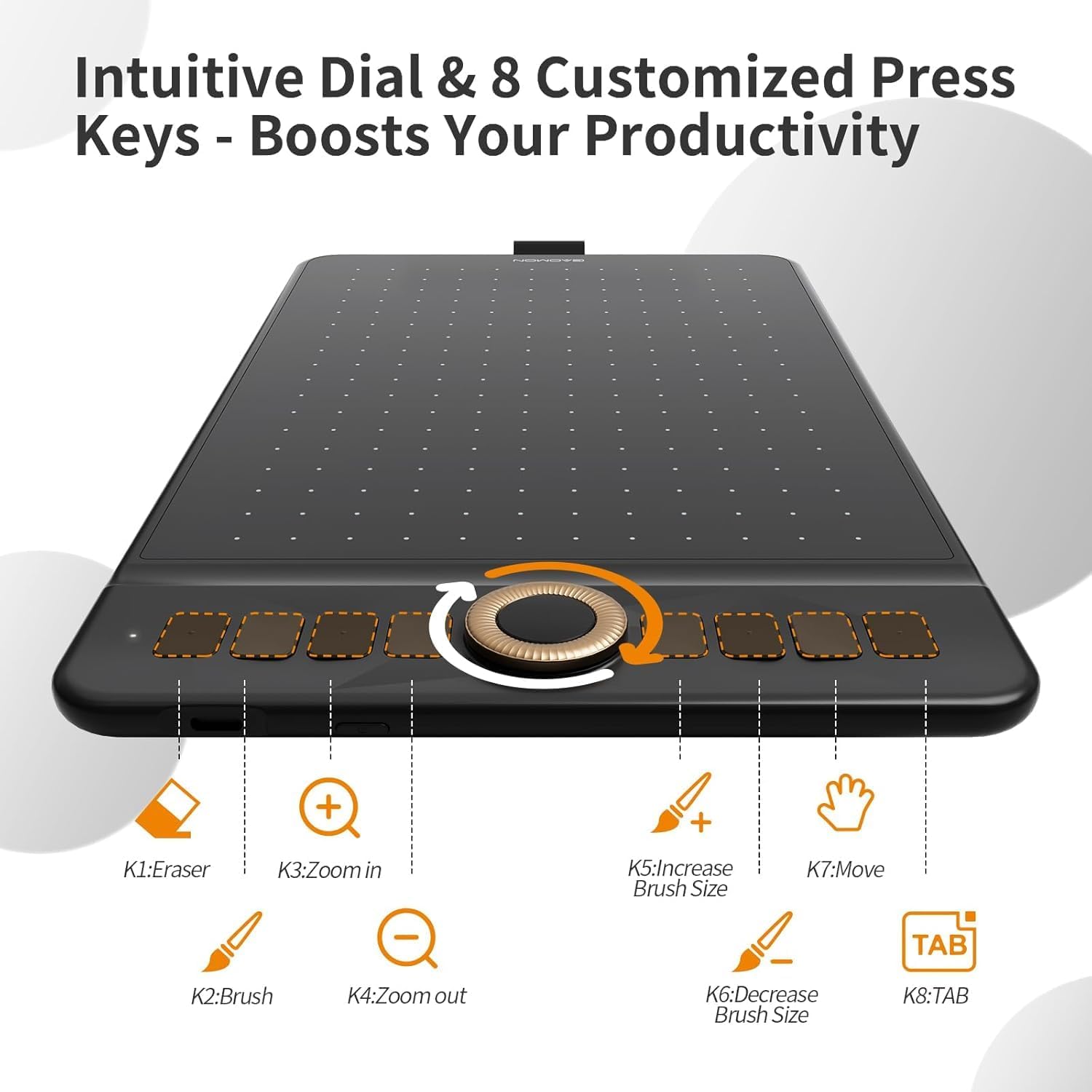 TABLETA GRÁFICA GAOMON WH851 BLUETOOTH 8X5 PULGADAS 16384 NIVELES PRESIÓN - 3