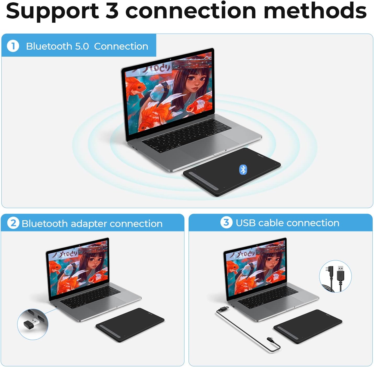 TABLETA GRÁFICA XPPEN DECO MW BLUETOOTH INALÁMBRICA 8X5 PULGADAS NEGRA - 2