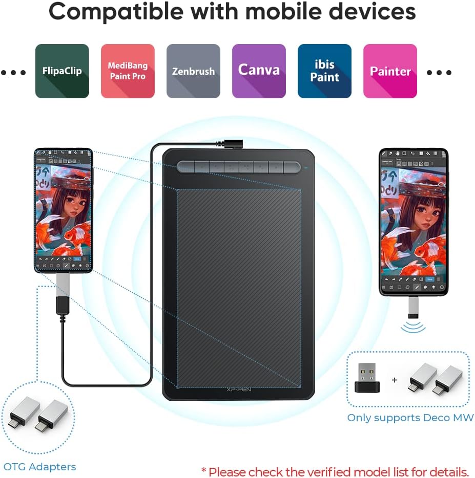 TABLETA GRÁFICA XPPEN DECO MW BLUETOOTH INALÁMBRICA 8X5 PULGADAS NEGRA - 3
