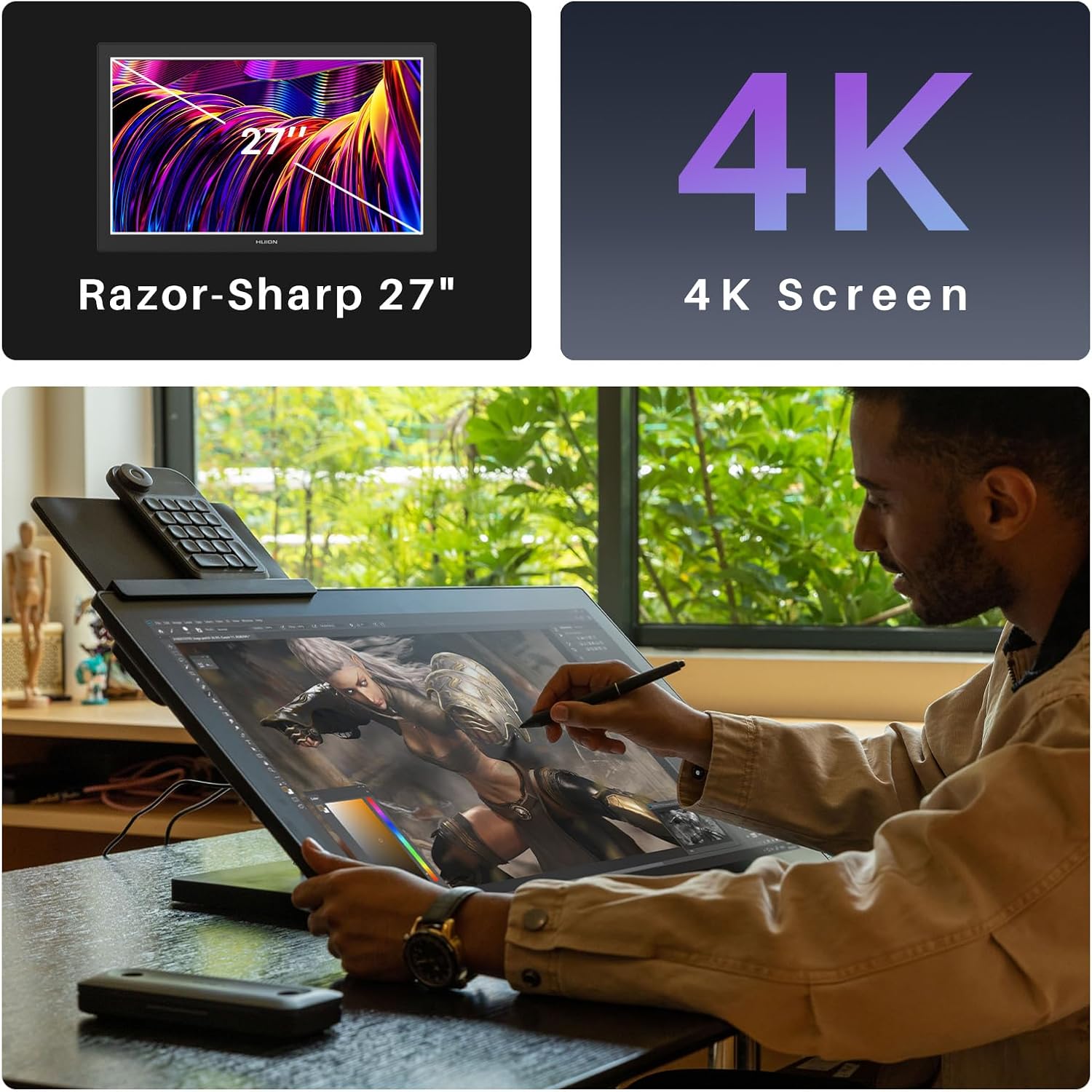 TABLET GRÁFICA HUION KAMVAS PRO 27 4K UHD CON PANTALLA Y 98% ADOBE RGB - 2