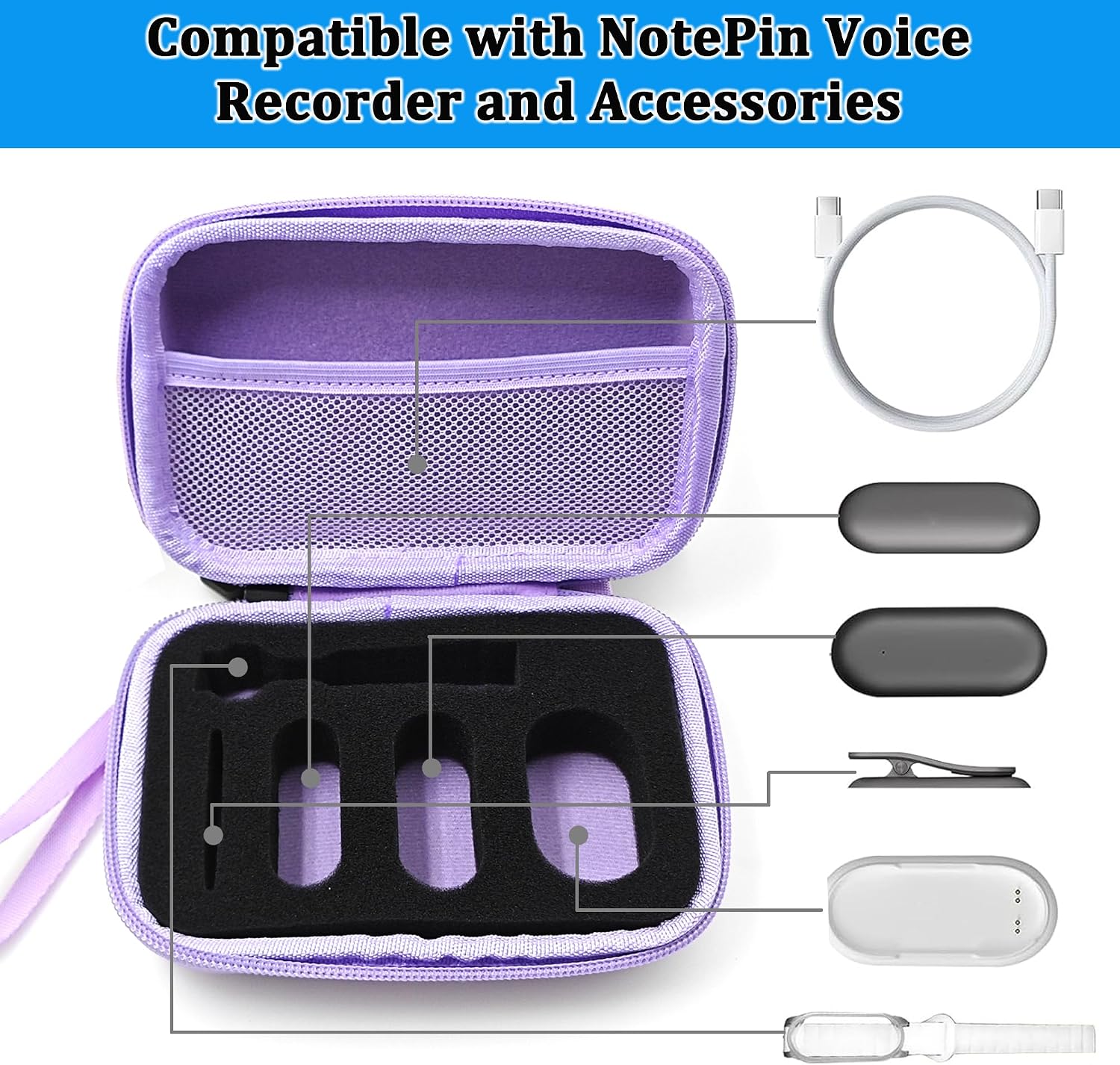 ESTUCHE PROTECTOR LEOTUBE PARA GRABADORA DE VOZ PLAUD NOTEPIN MORADO - 2