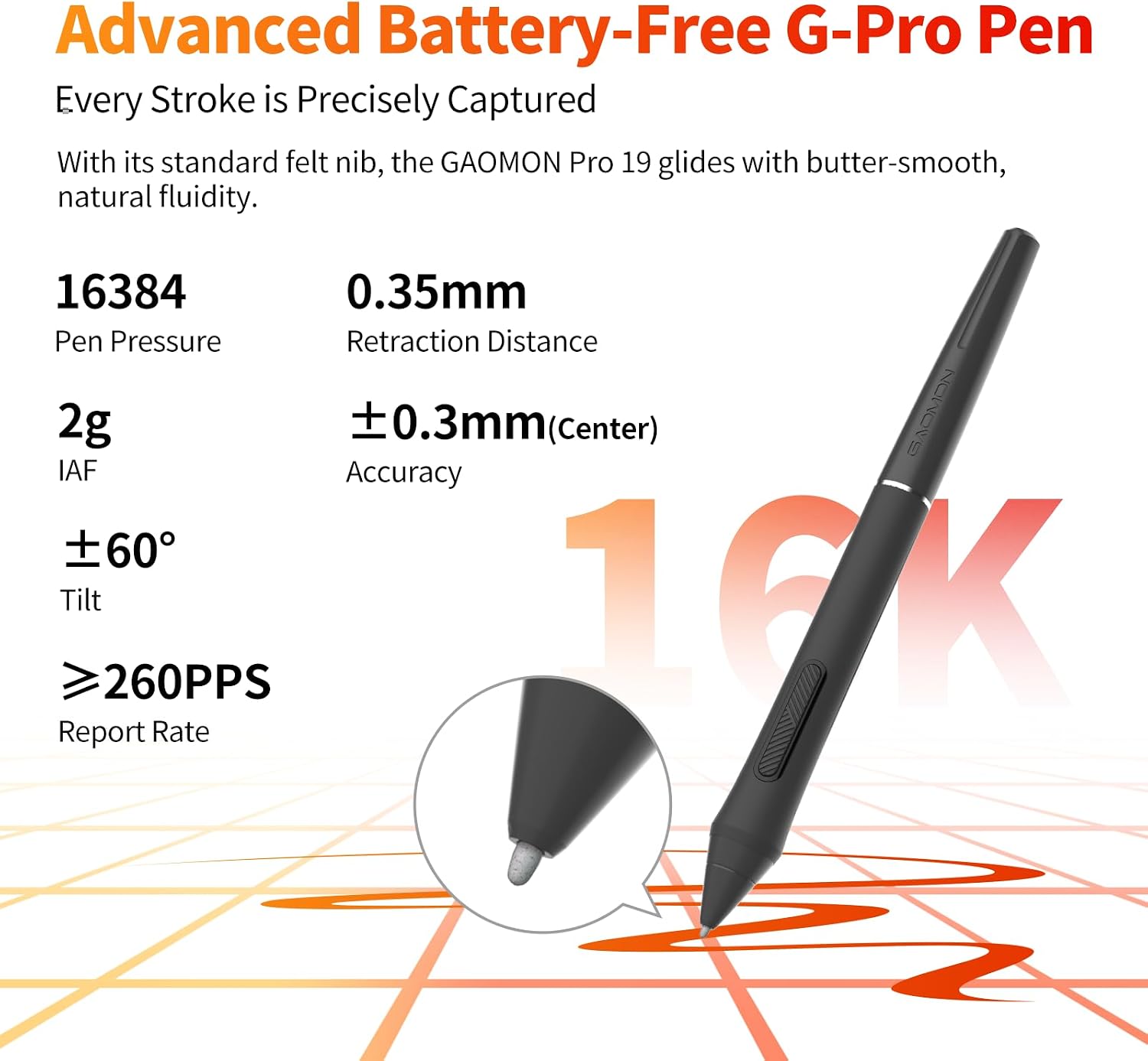 TABLETA GRÁFICA GAOMON PRO 19 CON PANTALLA 18.4' 4K UHD 16384 NIVELES DE PRESIÓN - 2