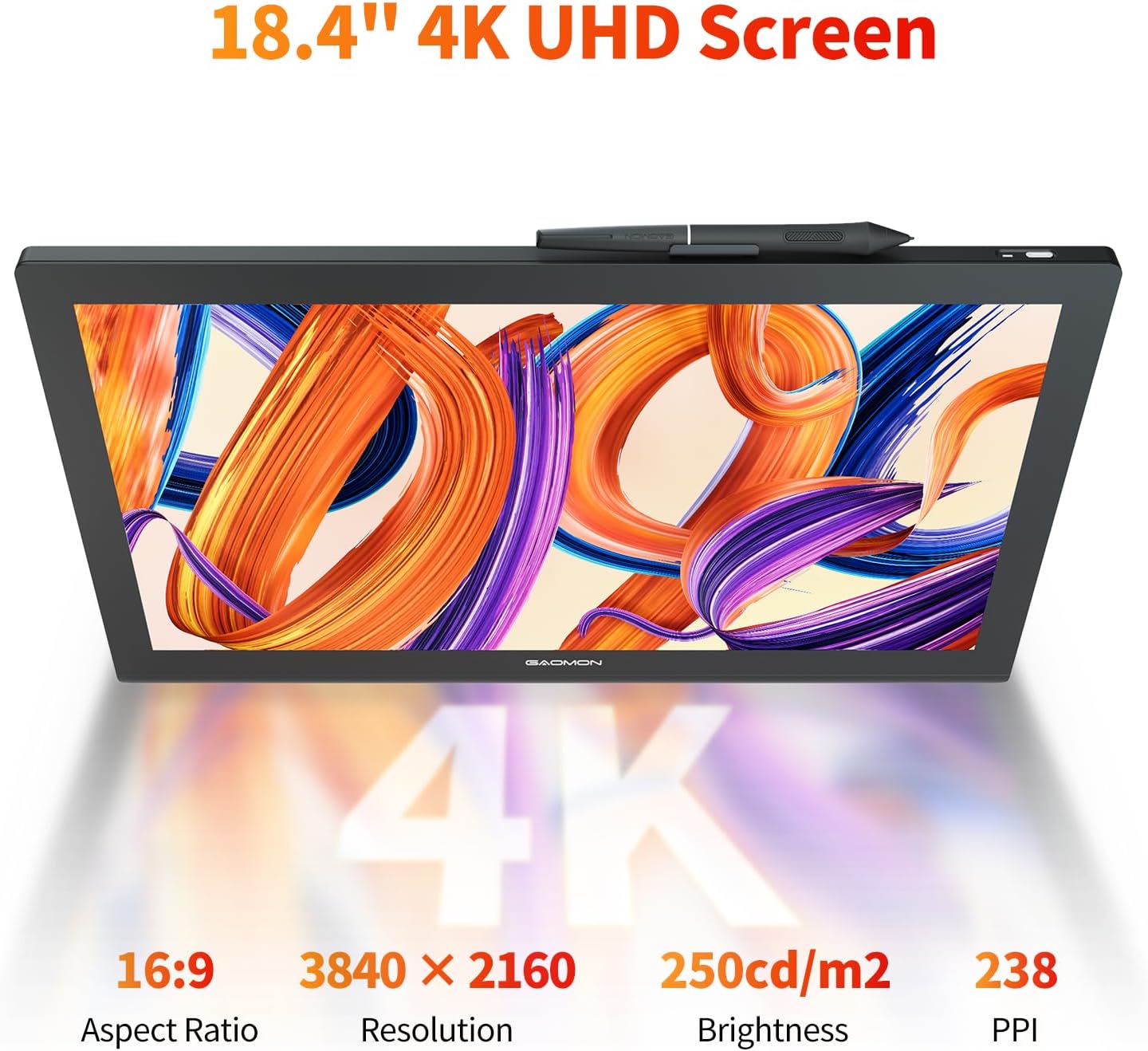 TABLETA GRÁFICA GAOMON PRO 19 CON PANTALLA 18.4' 4K UHD 16384 NIVELES DE PRESIÓN - 4