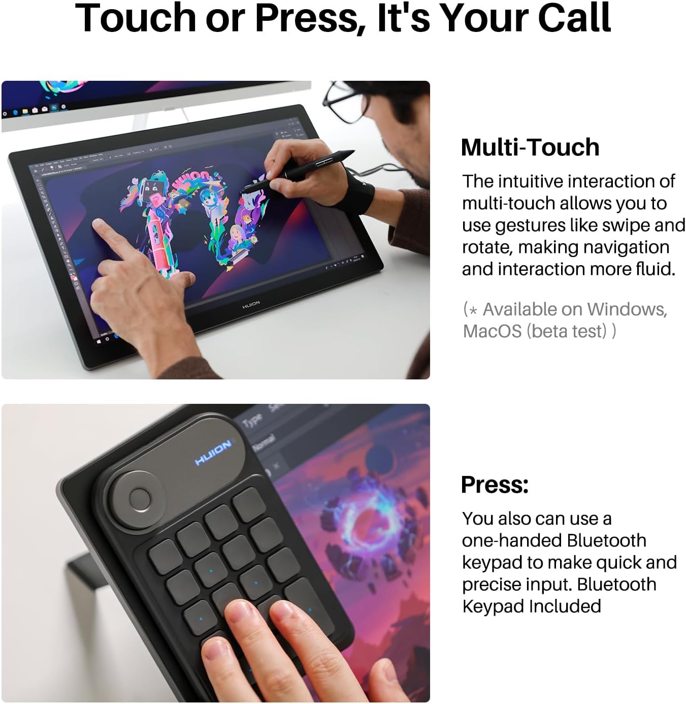 TABLET GRÁFICA HUION KAMVAS PRO 19 4K UHD TÁCTIL 18.4 PULGADAS - 2