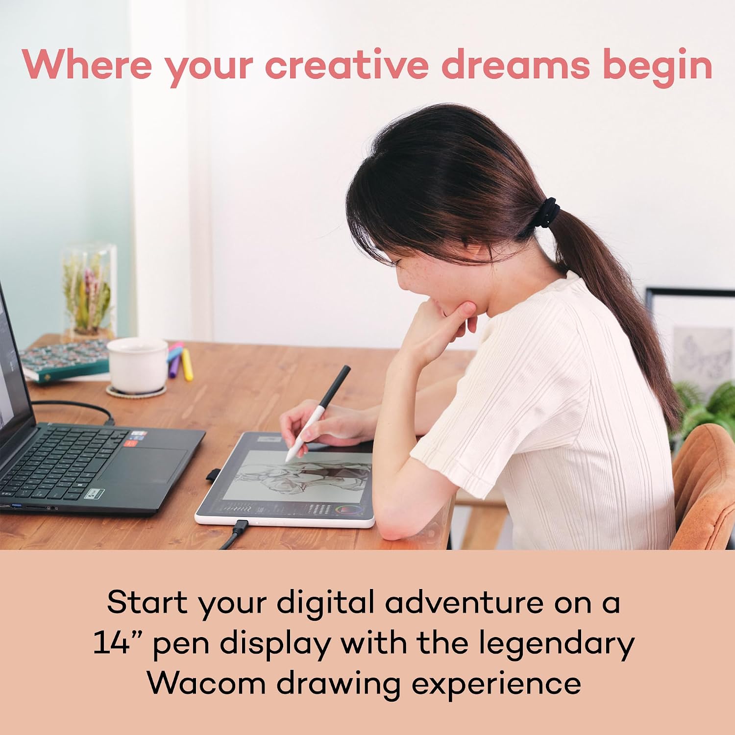 TABLETA GRÁFICA WACOM ONE 14 CON PANTALLA IPS FULL HD LAMINADA Y LÁPIZ - 3