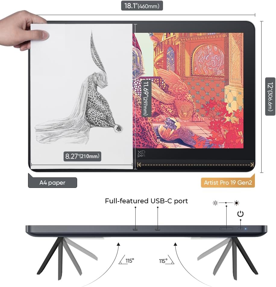 TABLETA GRÁFICA XPPEN ARTIST PRO 19 GEN2 18.4' 4K UHD CON PANTALLA Y DOBLE LÁPIZ - 5
