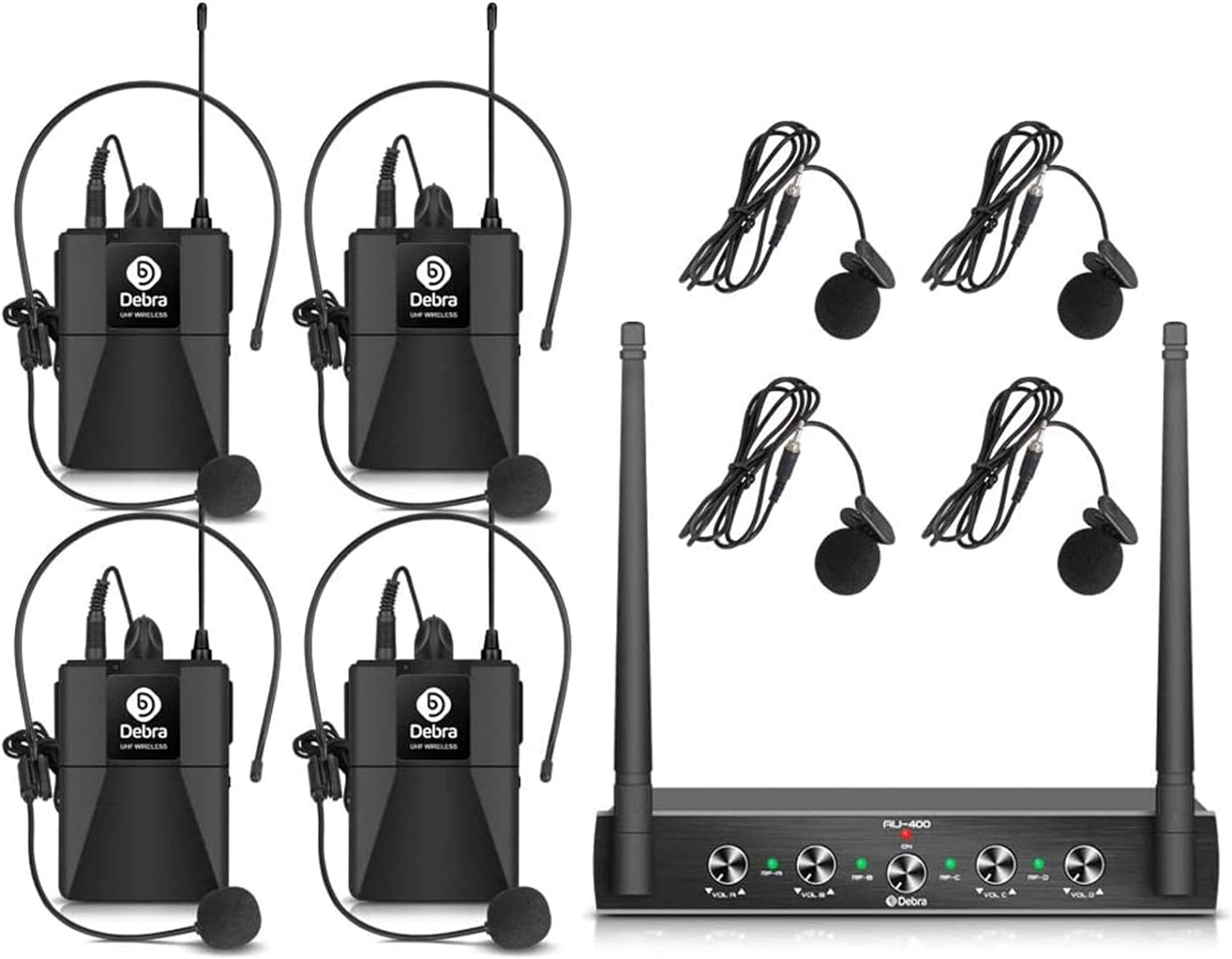 MICRÓFONO INALÁMBRICO D DEBRA AUDIO AU400 PRO UHF 4 CANALES - 1
