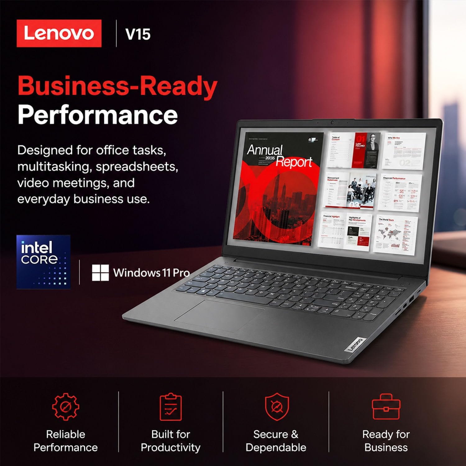 LAPTOP LENOVO V-SERIES 2026 INTEL CORE N150 16GB 1TB 15.6' FHD WINDOWS 11 PRO - 2
