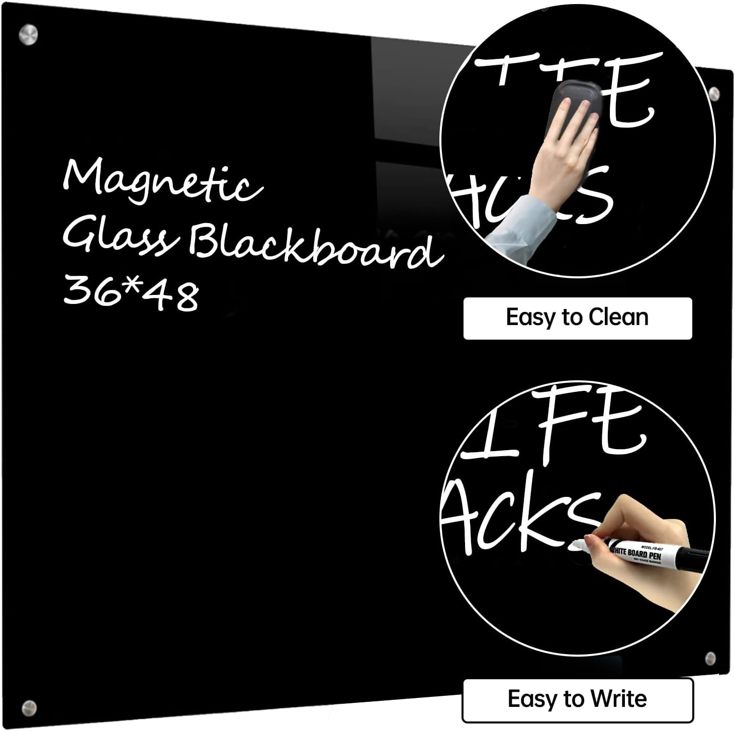 PIZARRA DE VIDRIO MAGNÉTICA NOTEPAD 48 X 36 PULGADAS SIN MARCO - 2